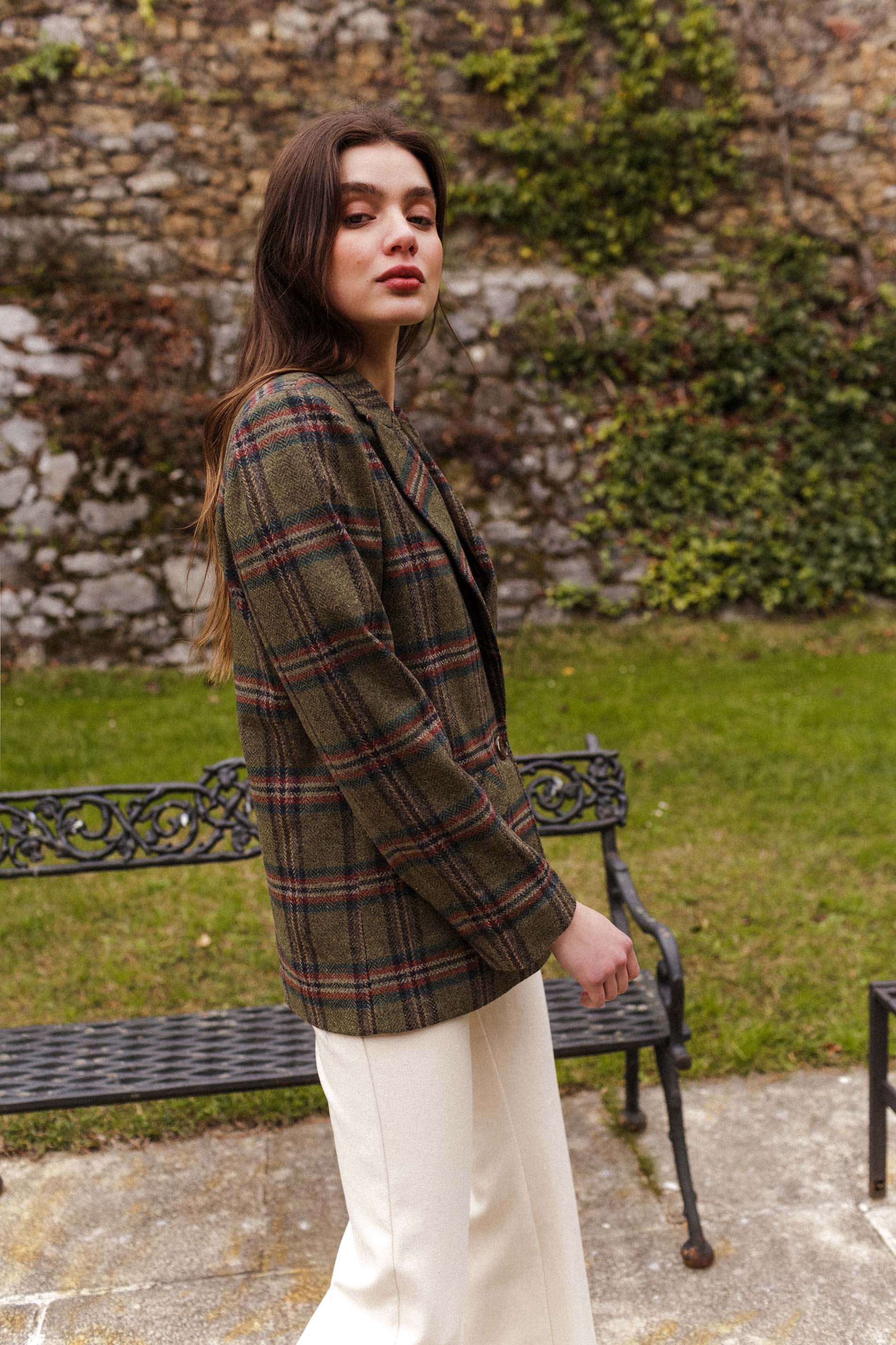 Blazer MILLET lana cuadros verde