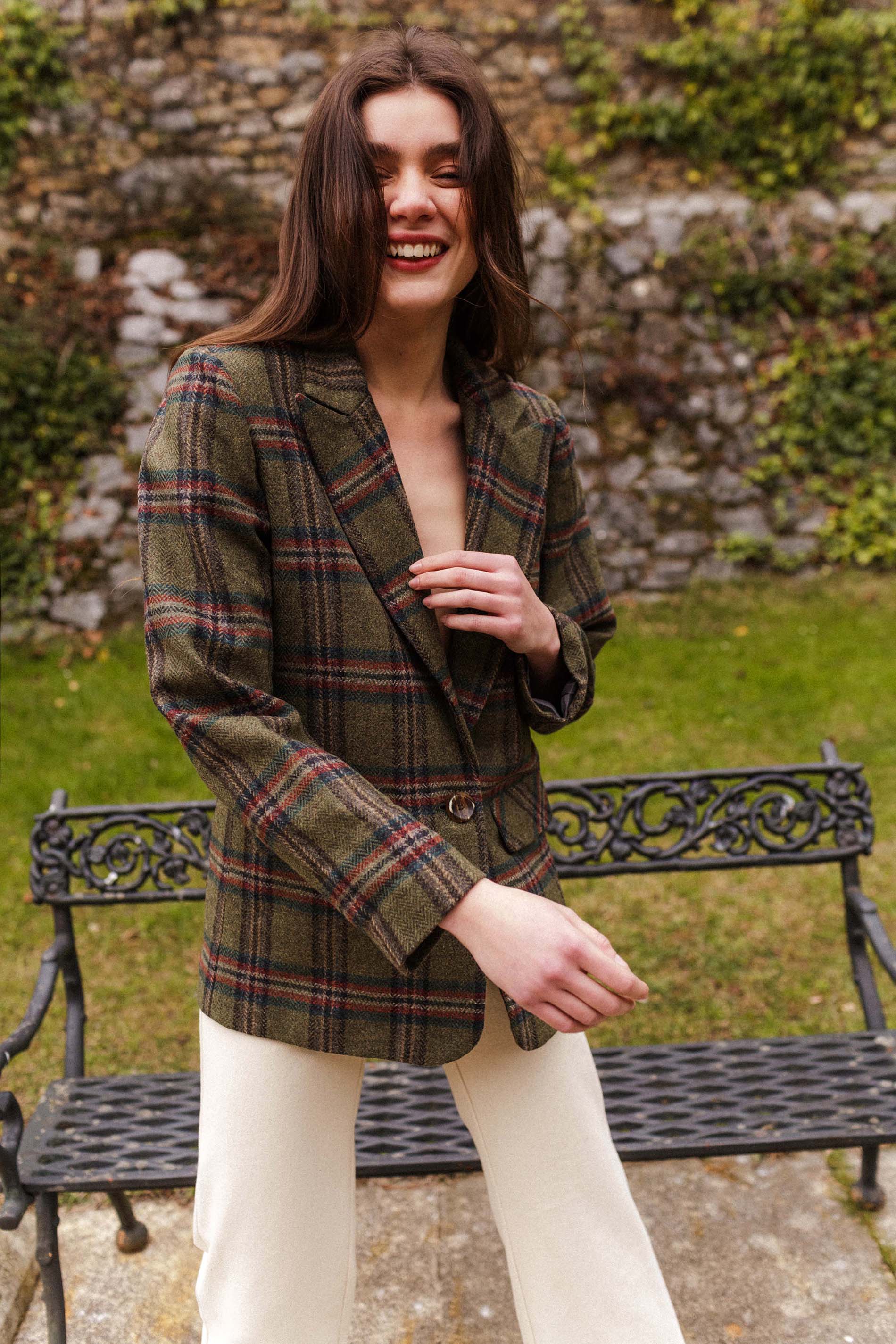 Blazer MILLET lana cuadros verde