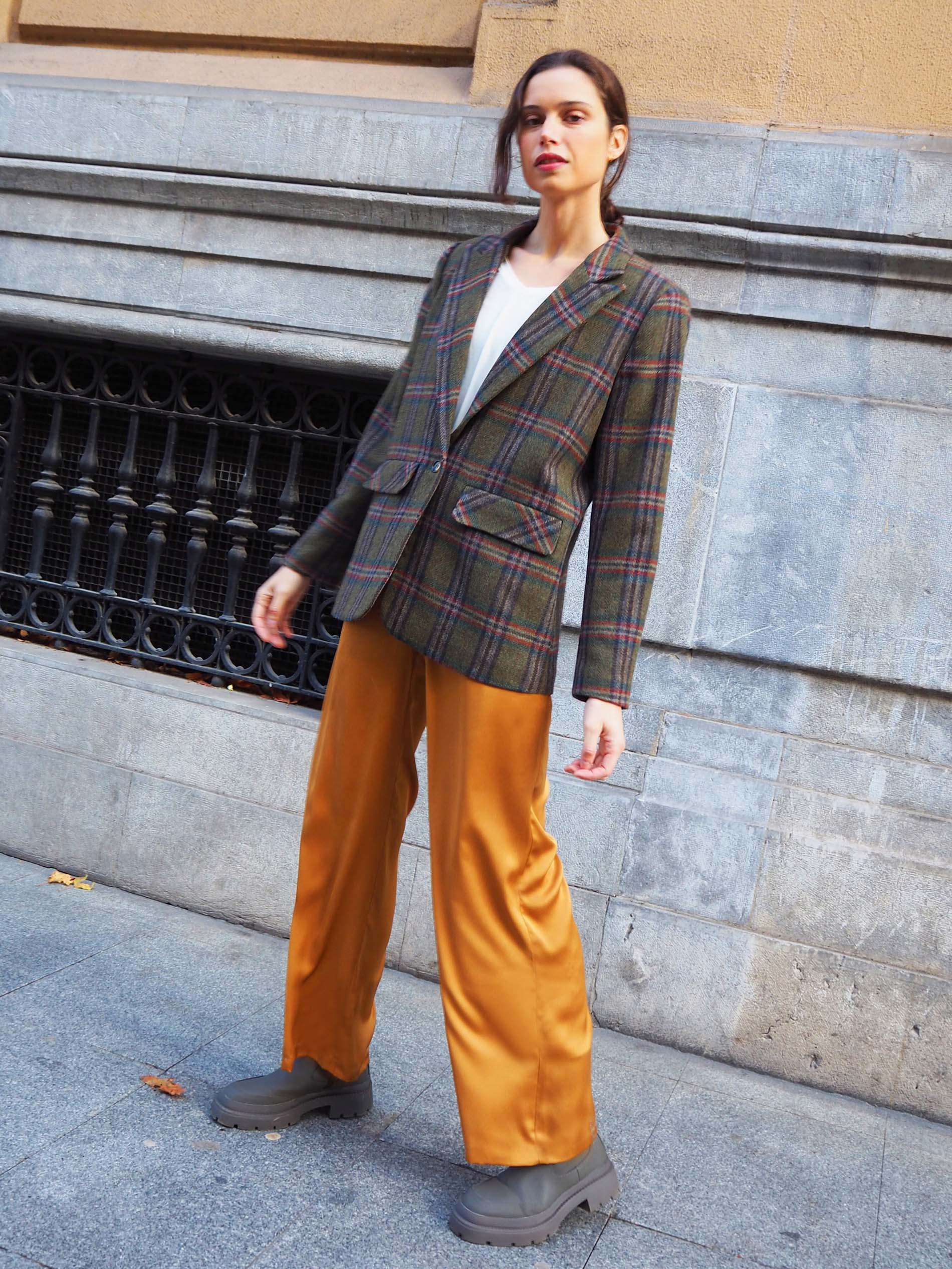 Blazer lana cuadros verde