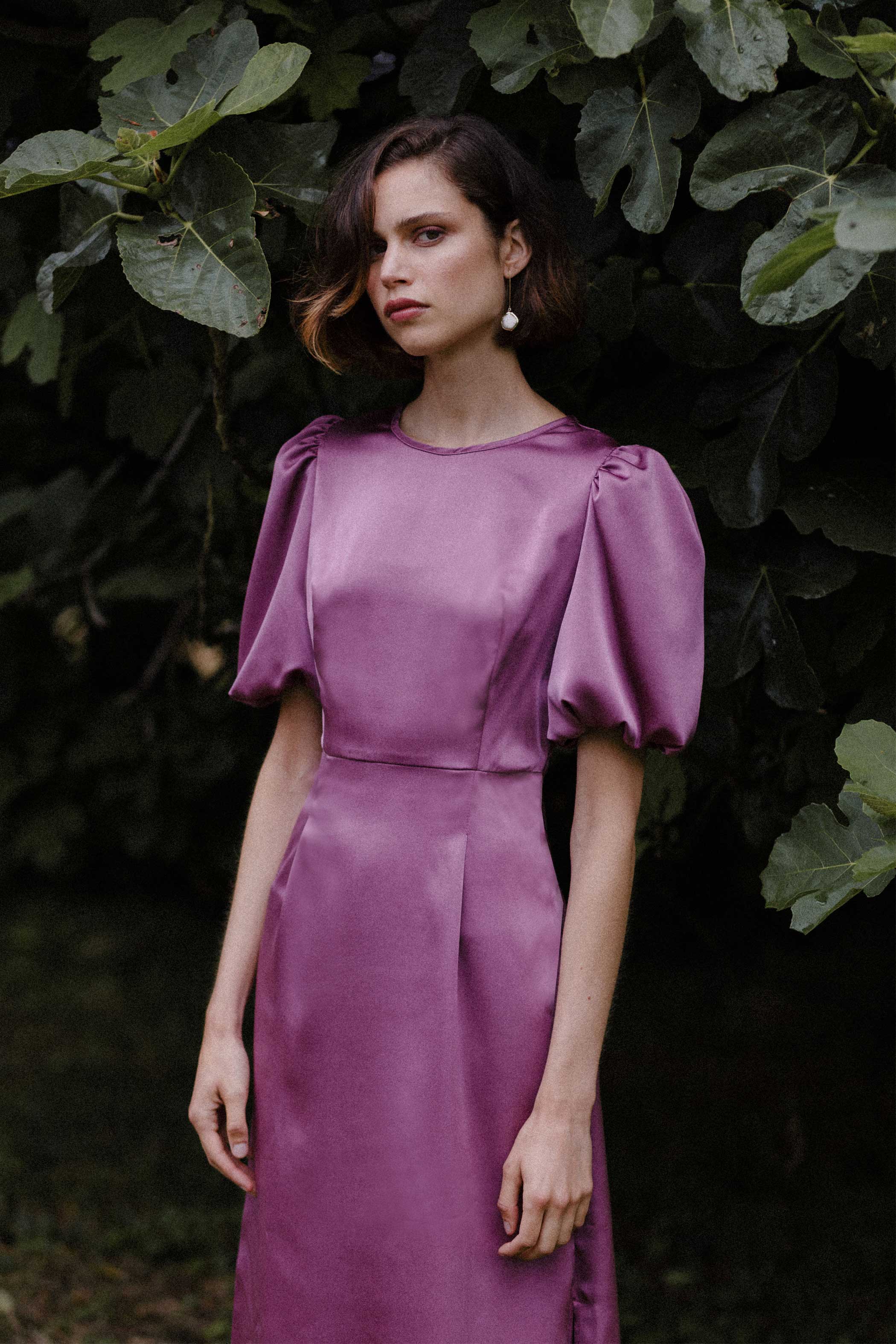 EGGPLANT satin dress