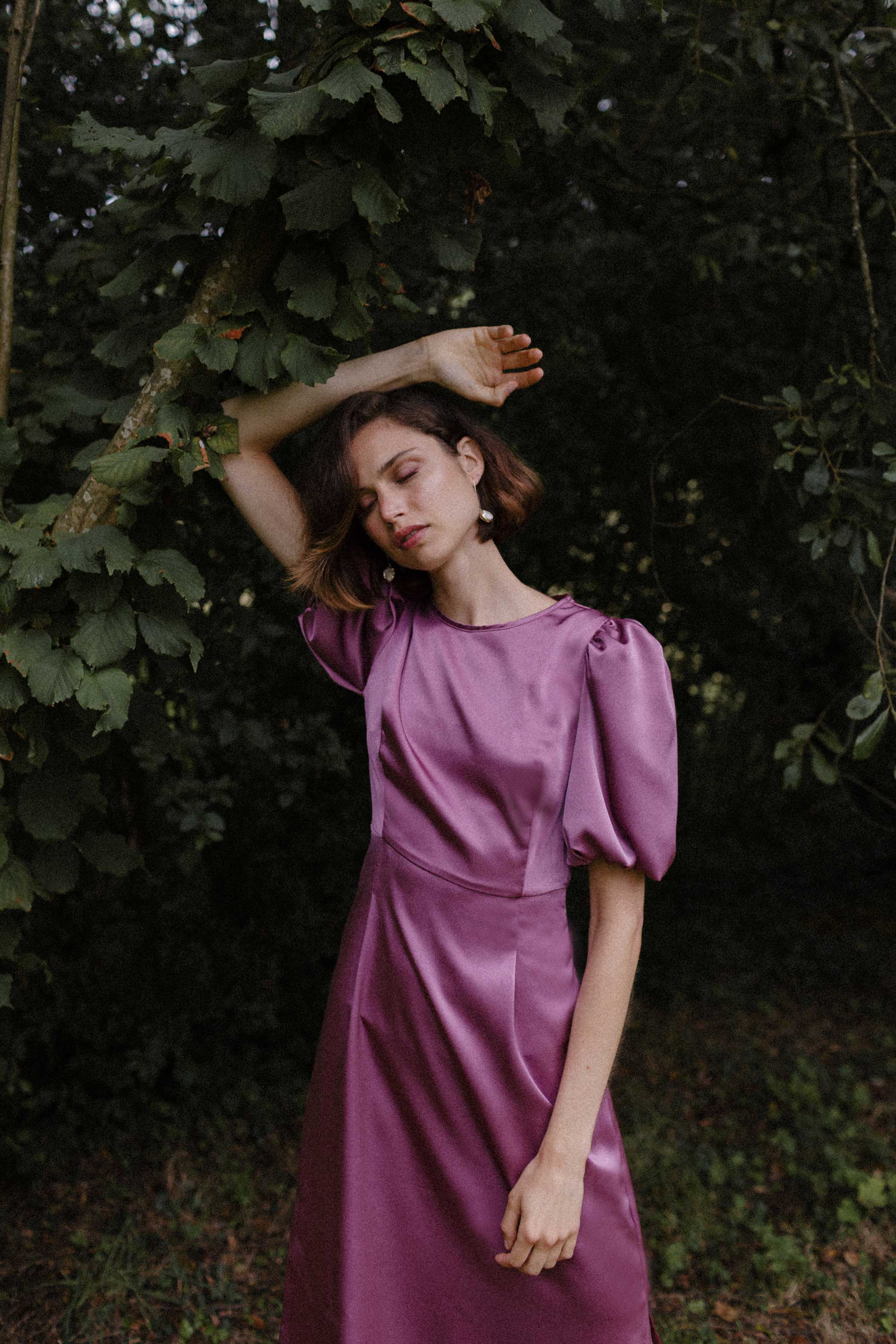 EGGPLANT satin dress
