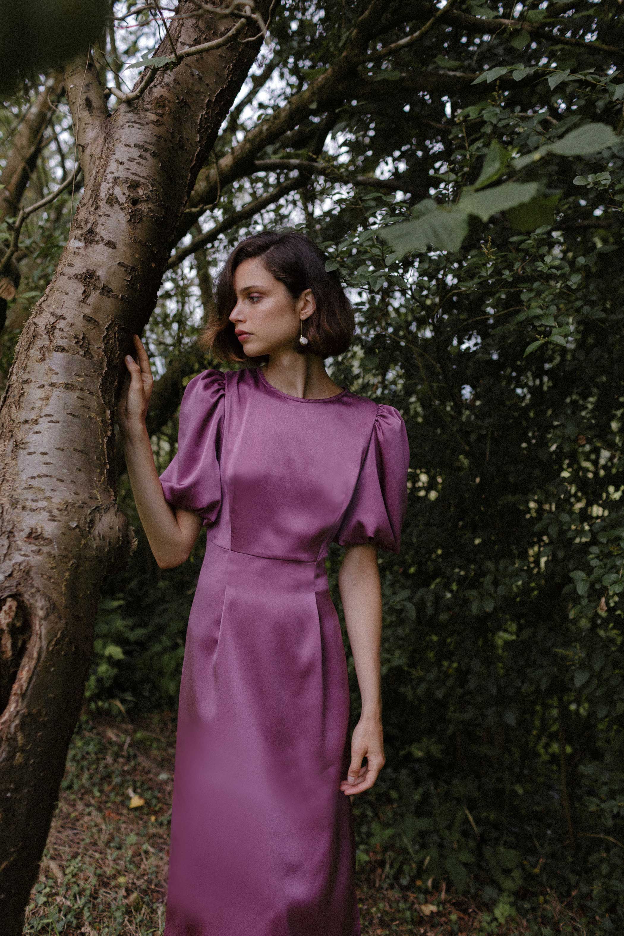 EGGPLANT satin dress