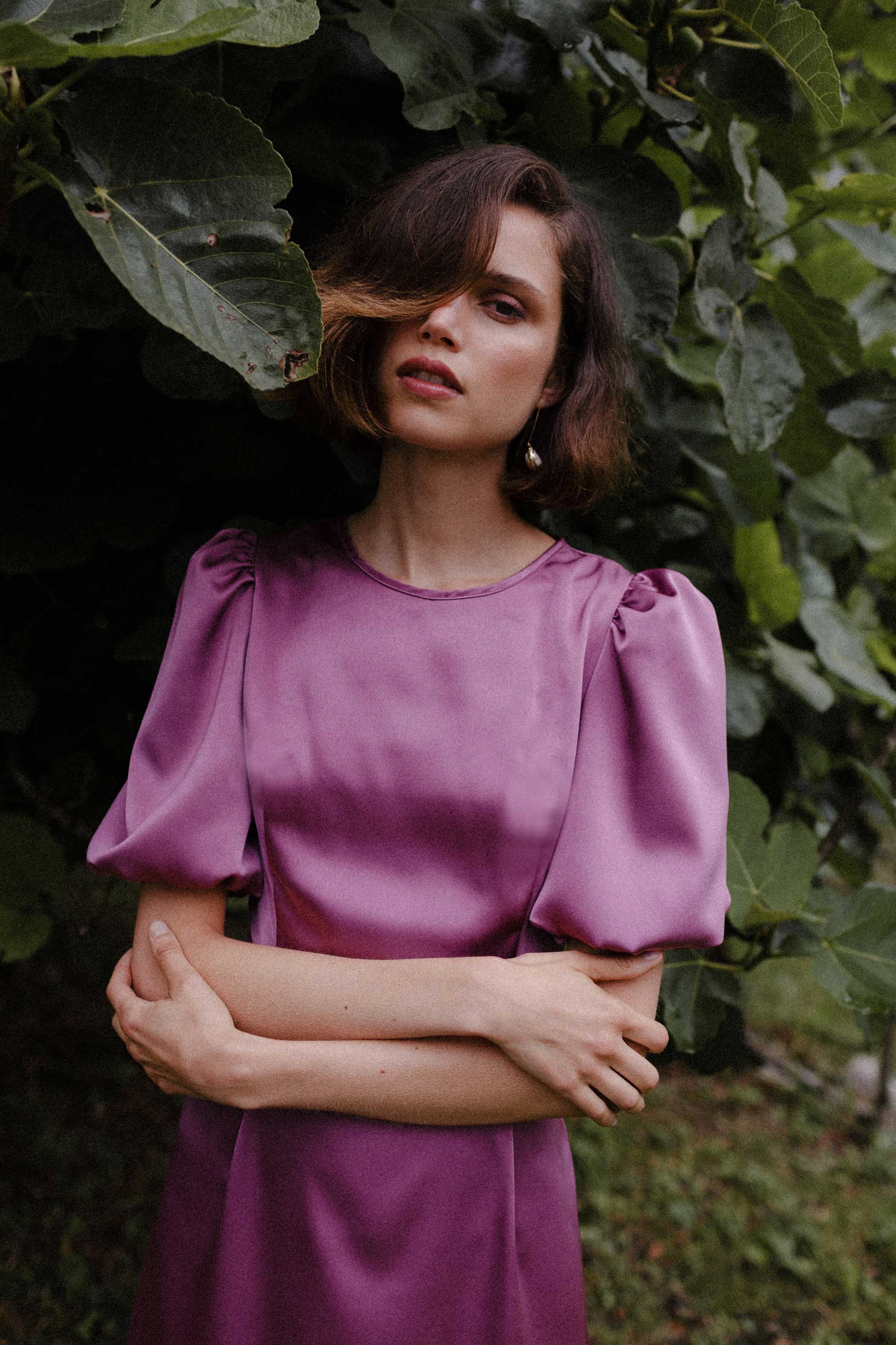 EGGPLANT satin dress