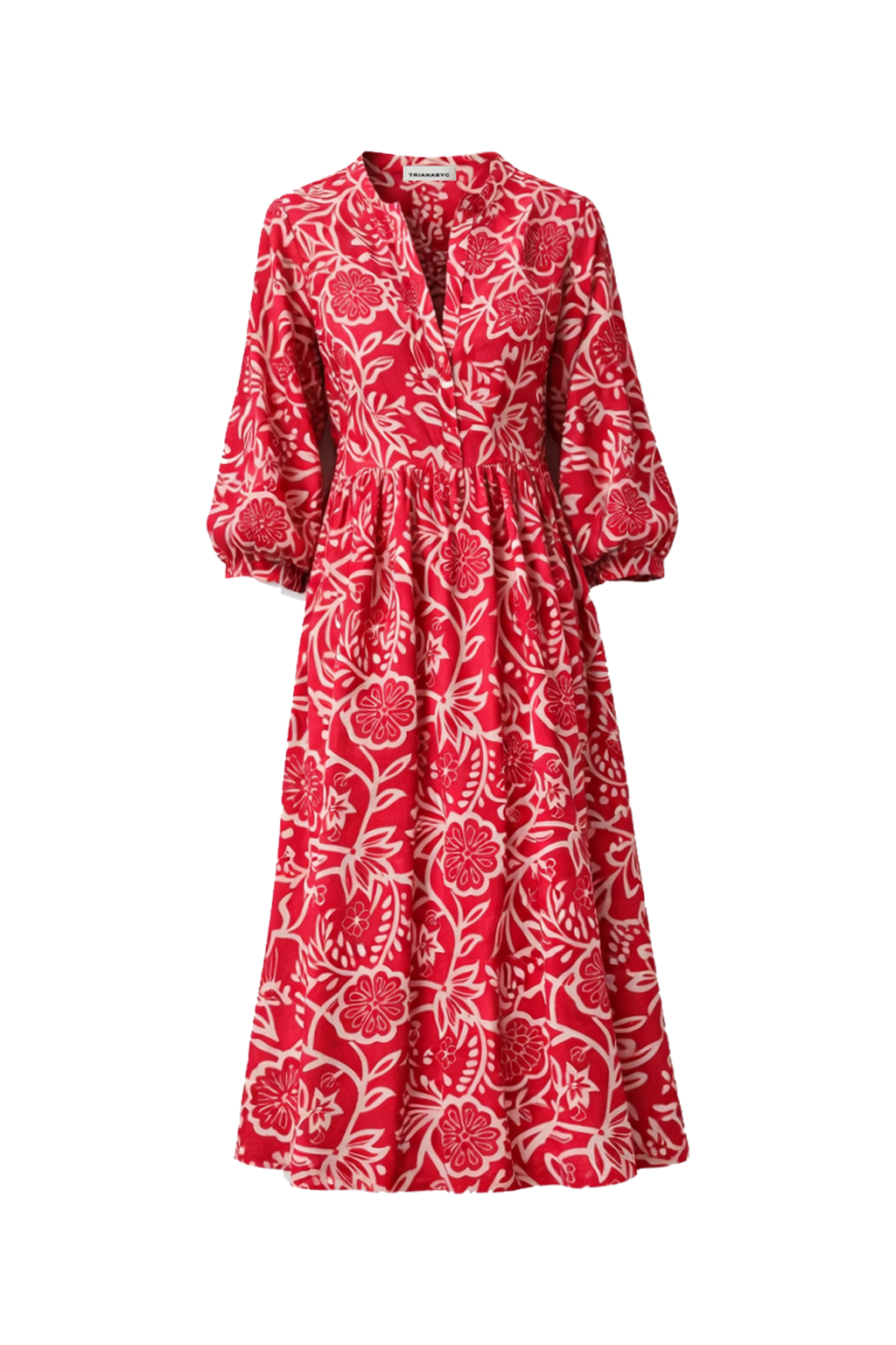 Vestido brandon flor deco rojo