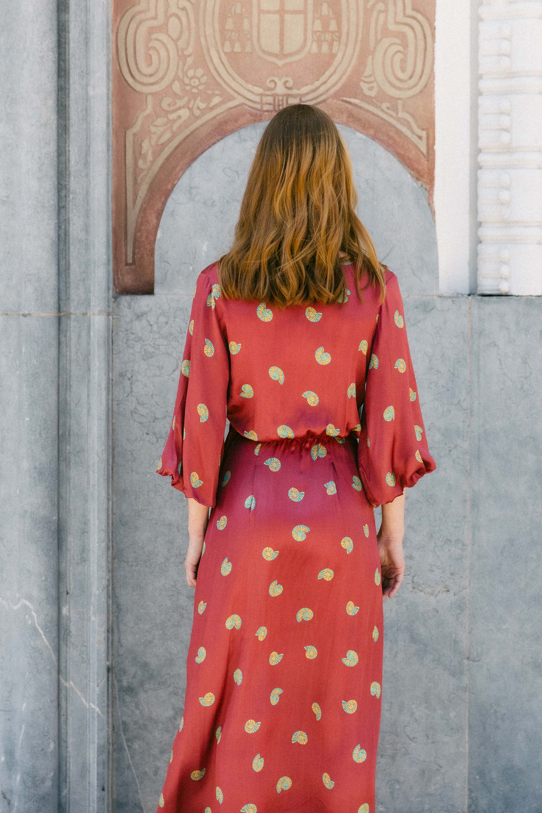 Vestido estampado burdeos ANCONA
