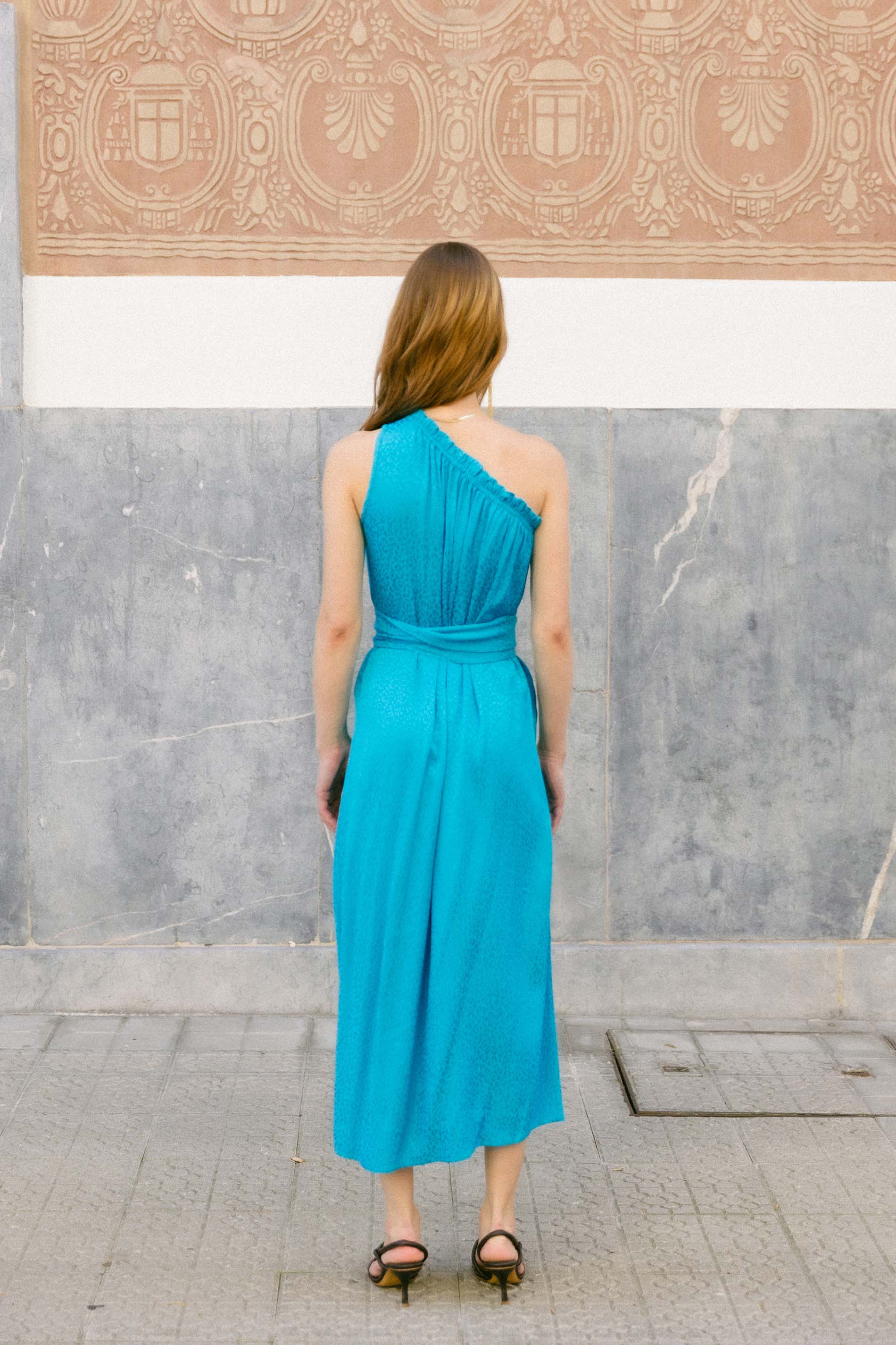 Vestido asimétrico azul LIRON