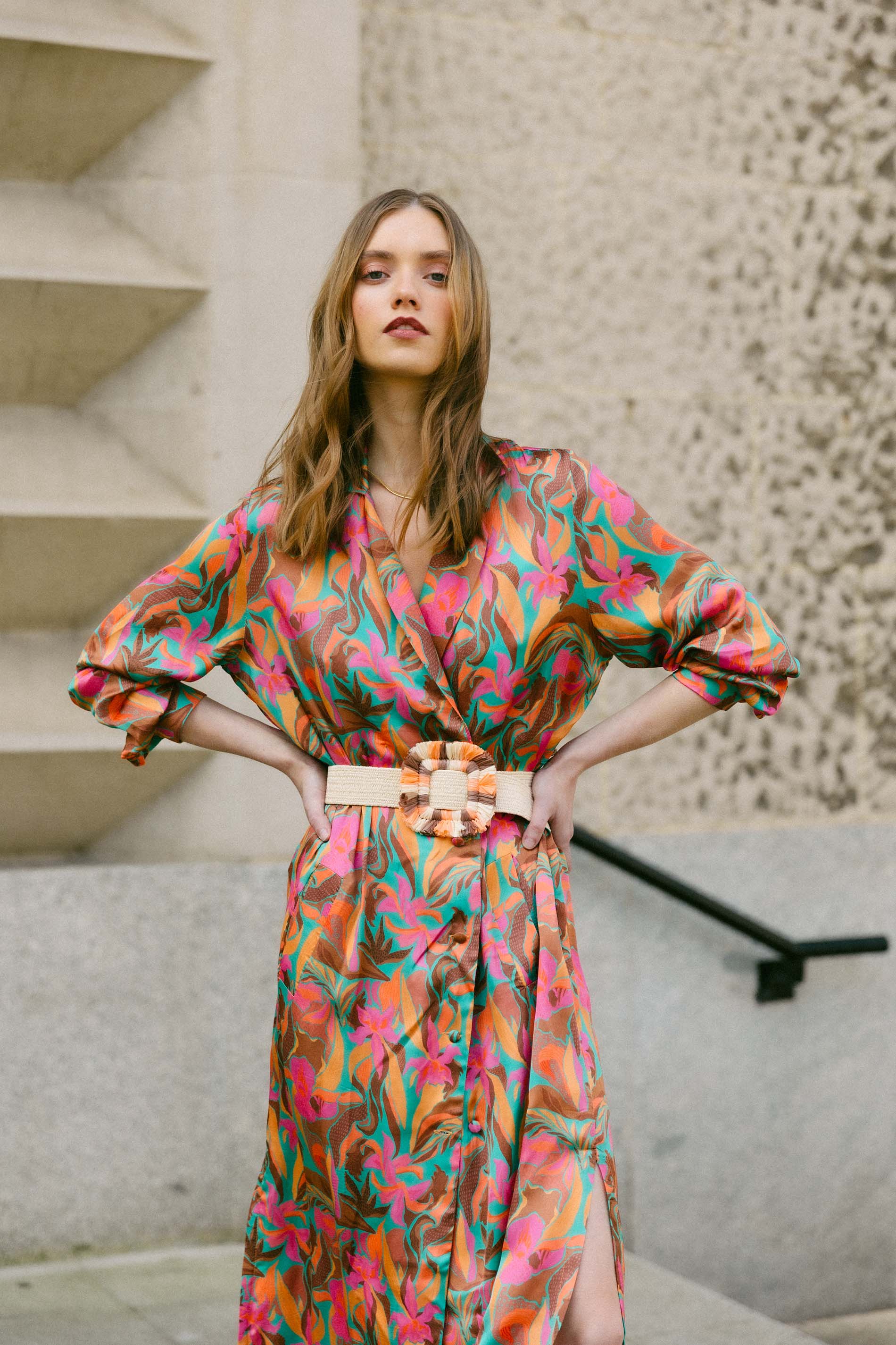 Abrigo vestido estampado floral ACACIA