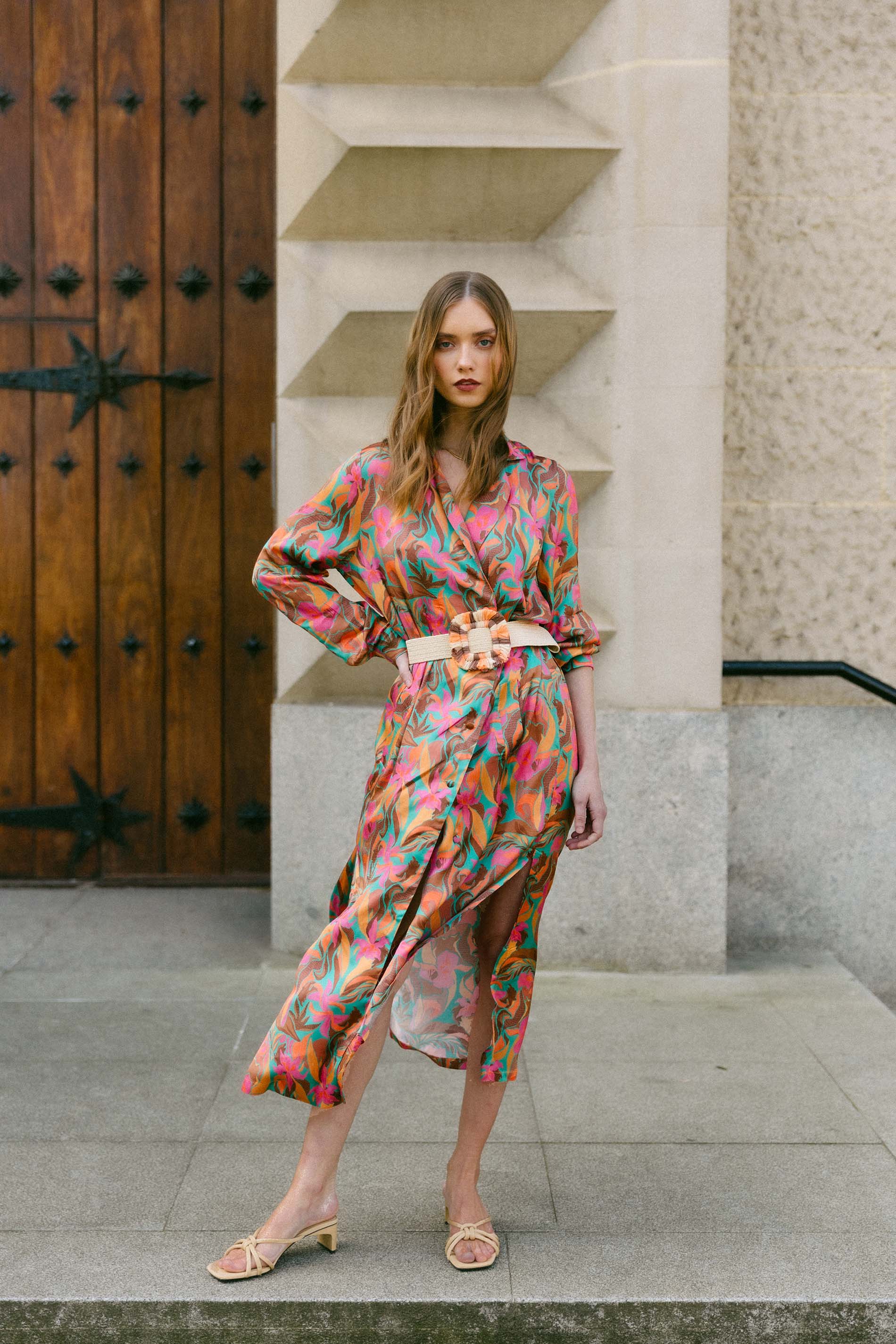 Abrigo vestido estampado floral ACACIA