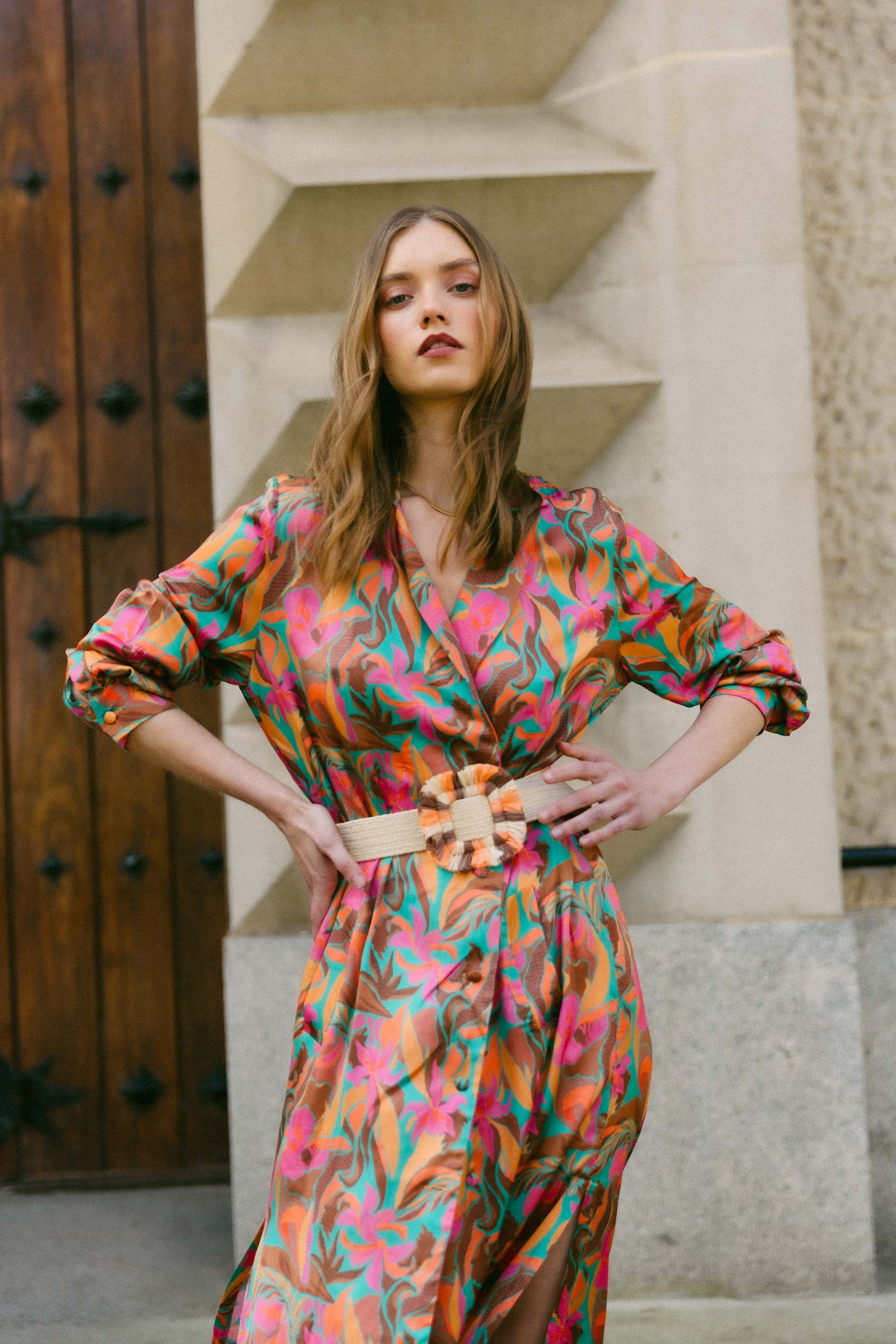 Abrigo vestido estampado floral ACACIA