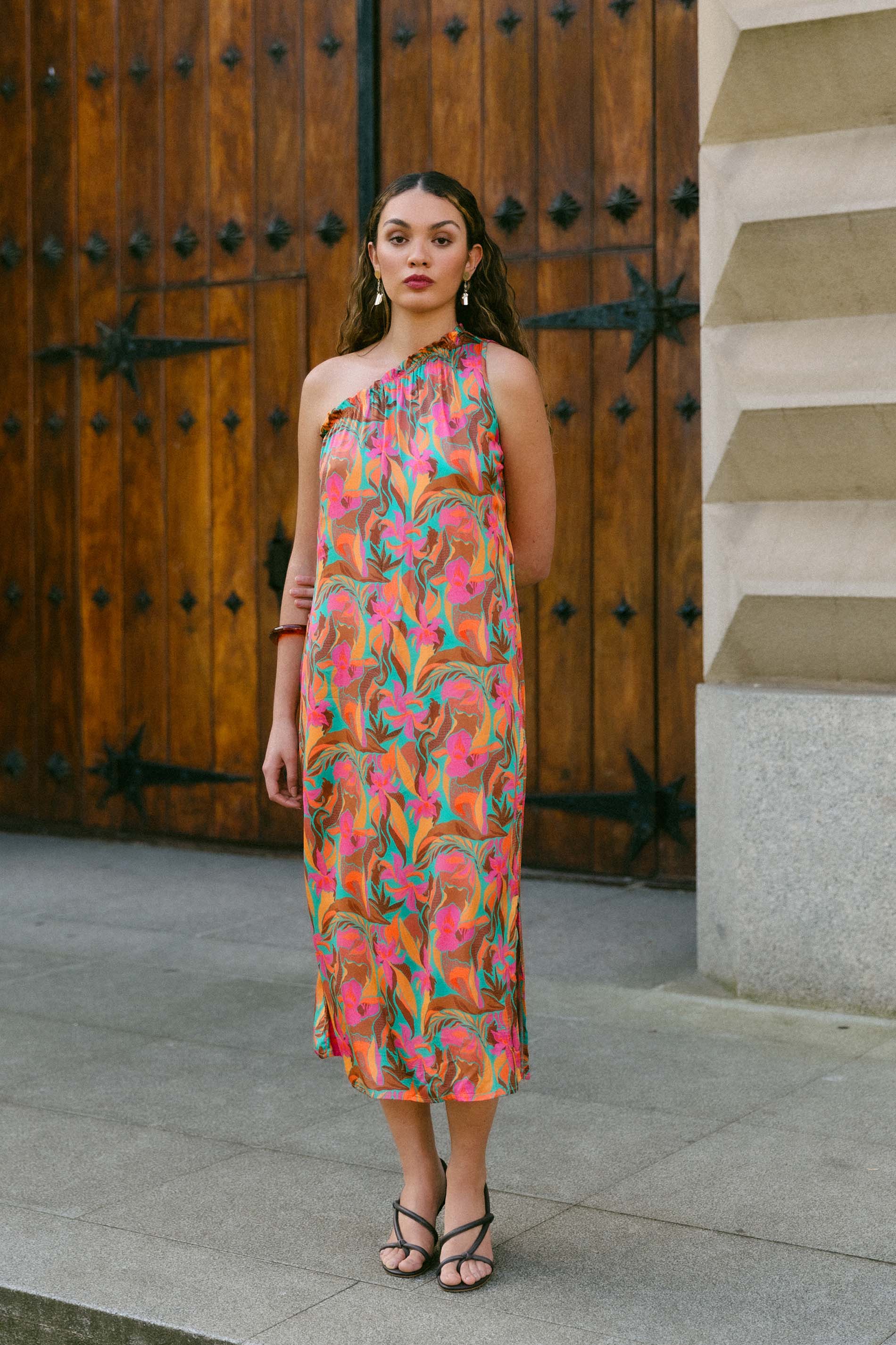 Vestido asimétrico estampado LIRON