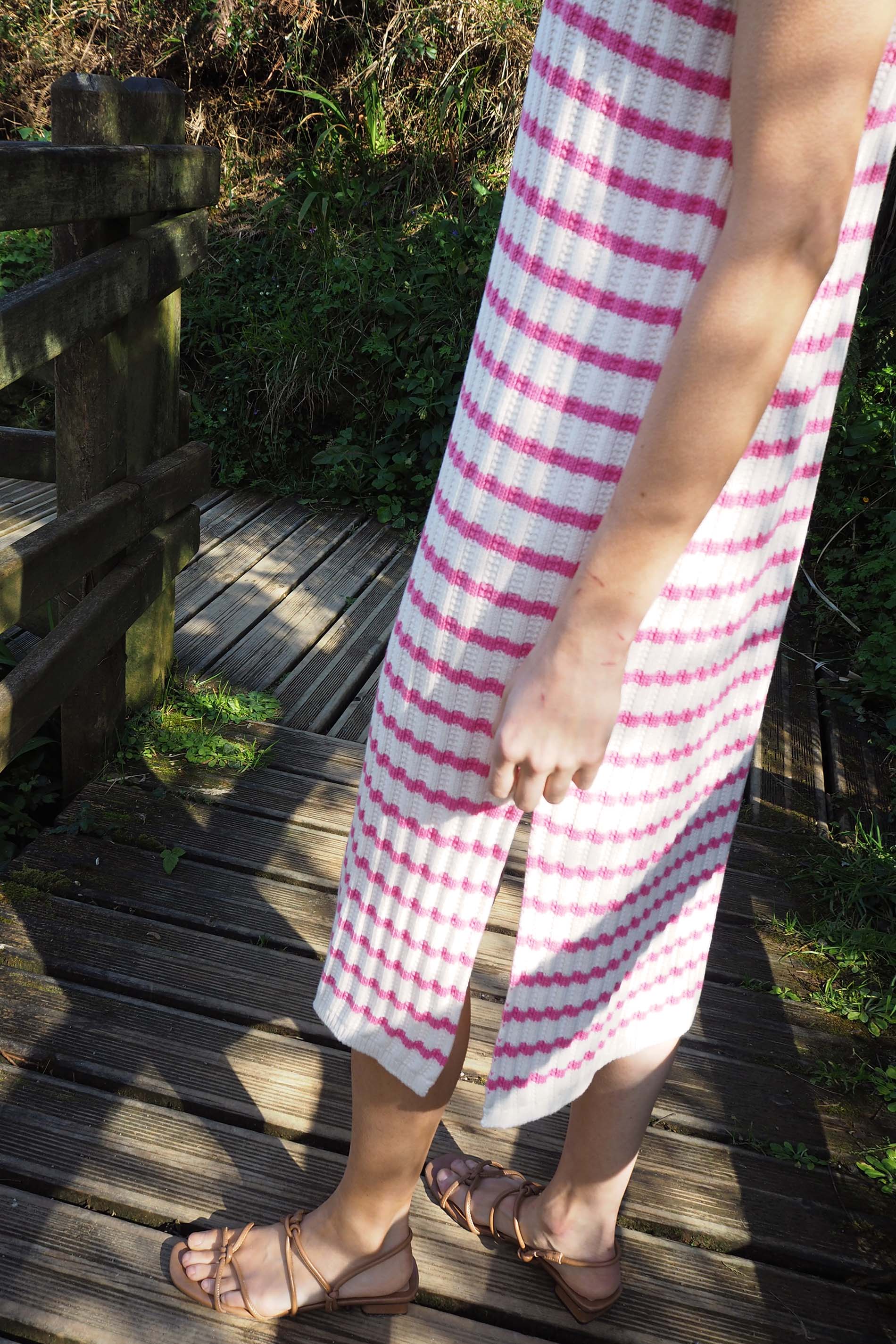 Vestido punto rayas fresa GENOVA