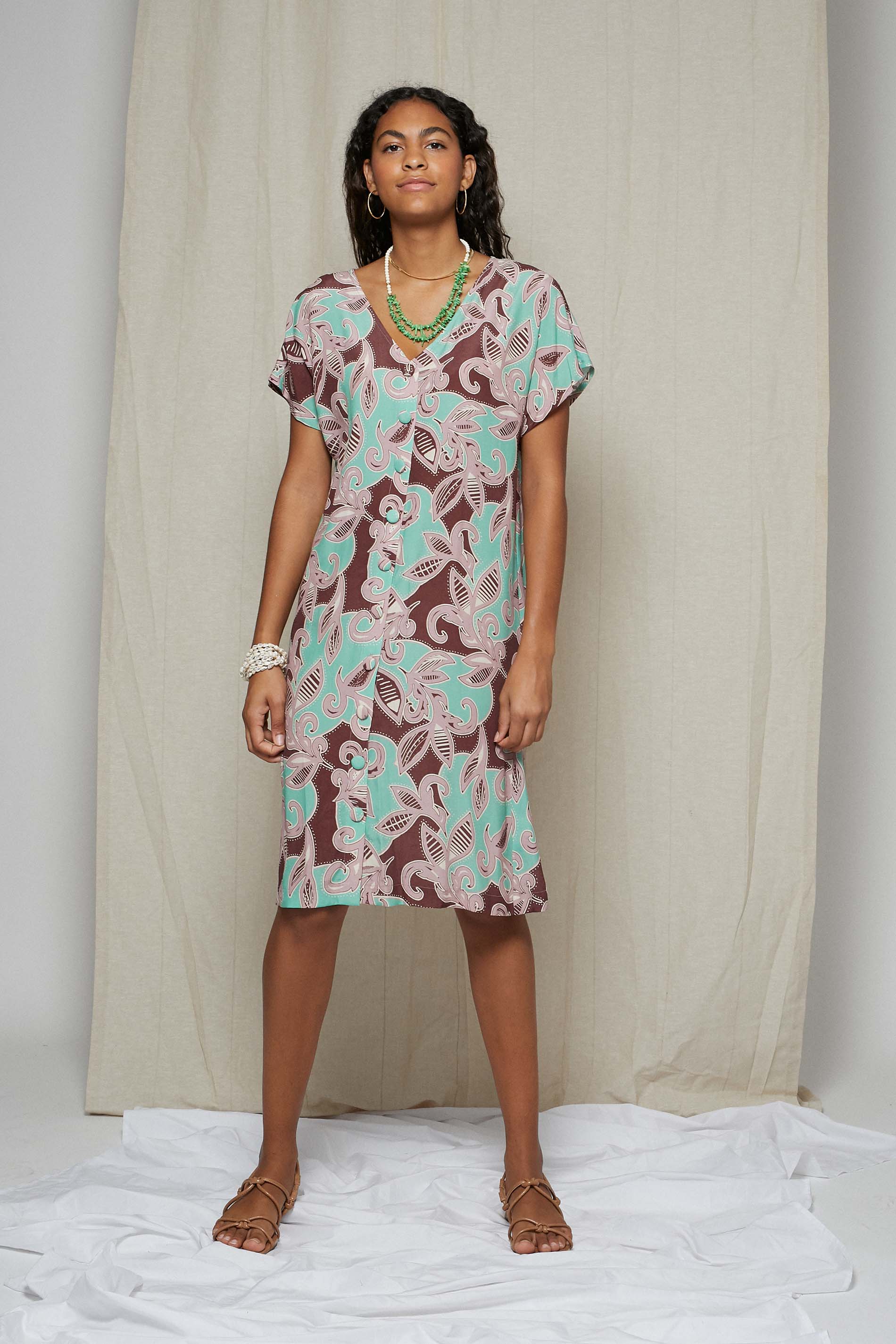 Vestido NEA tropical print mint