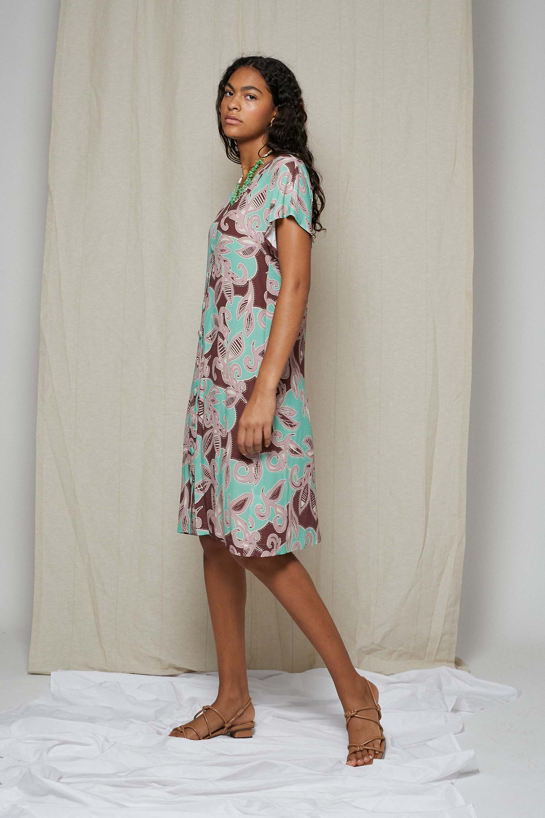 Vestido NEA tropical print mint