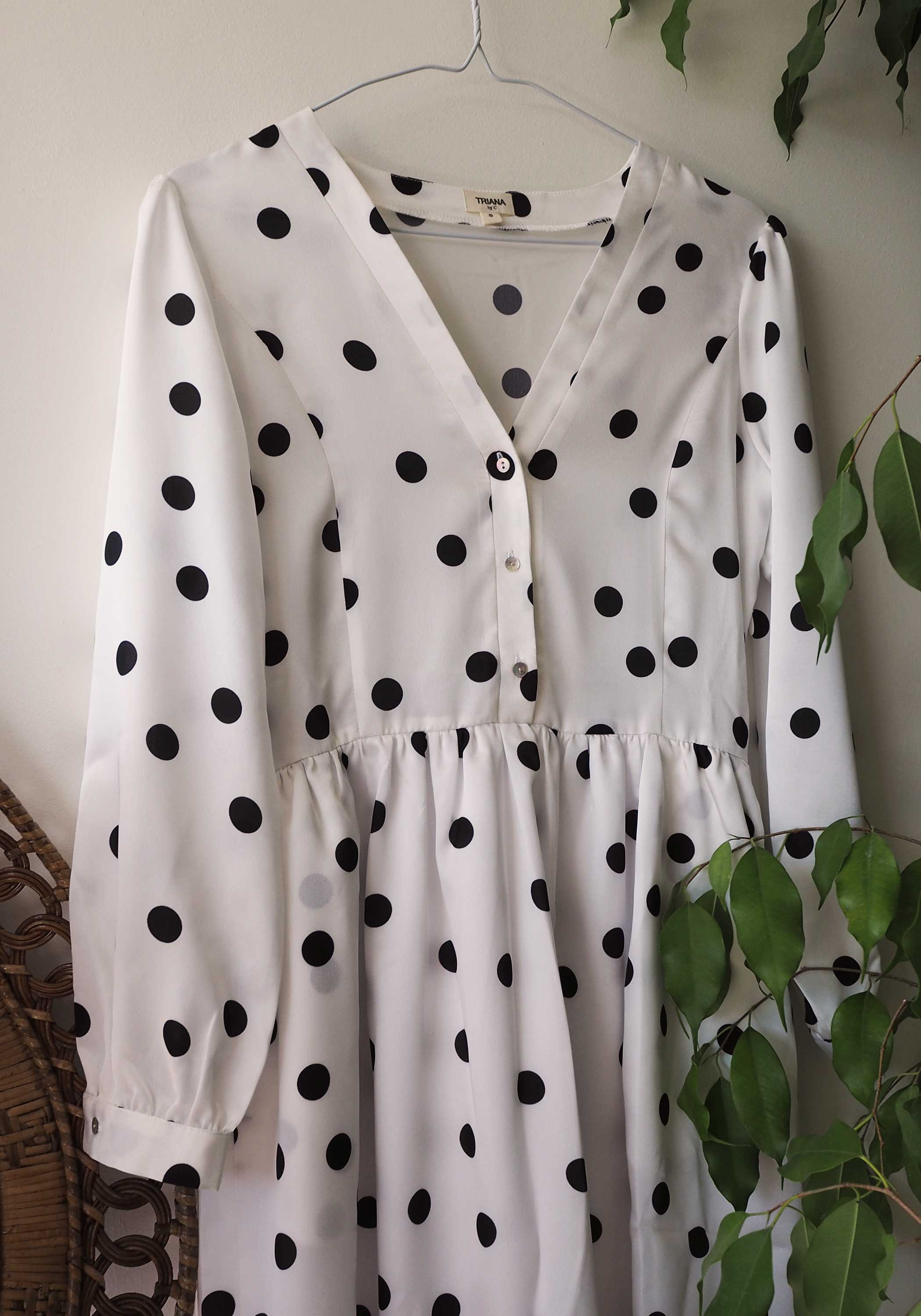 White dress with black polka dots
