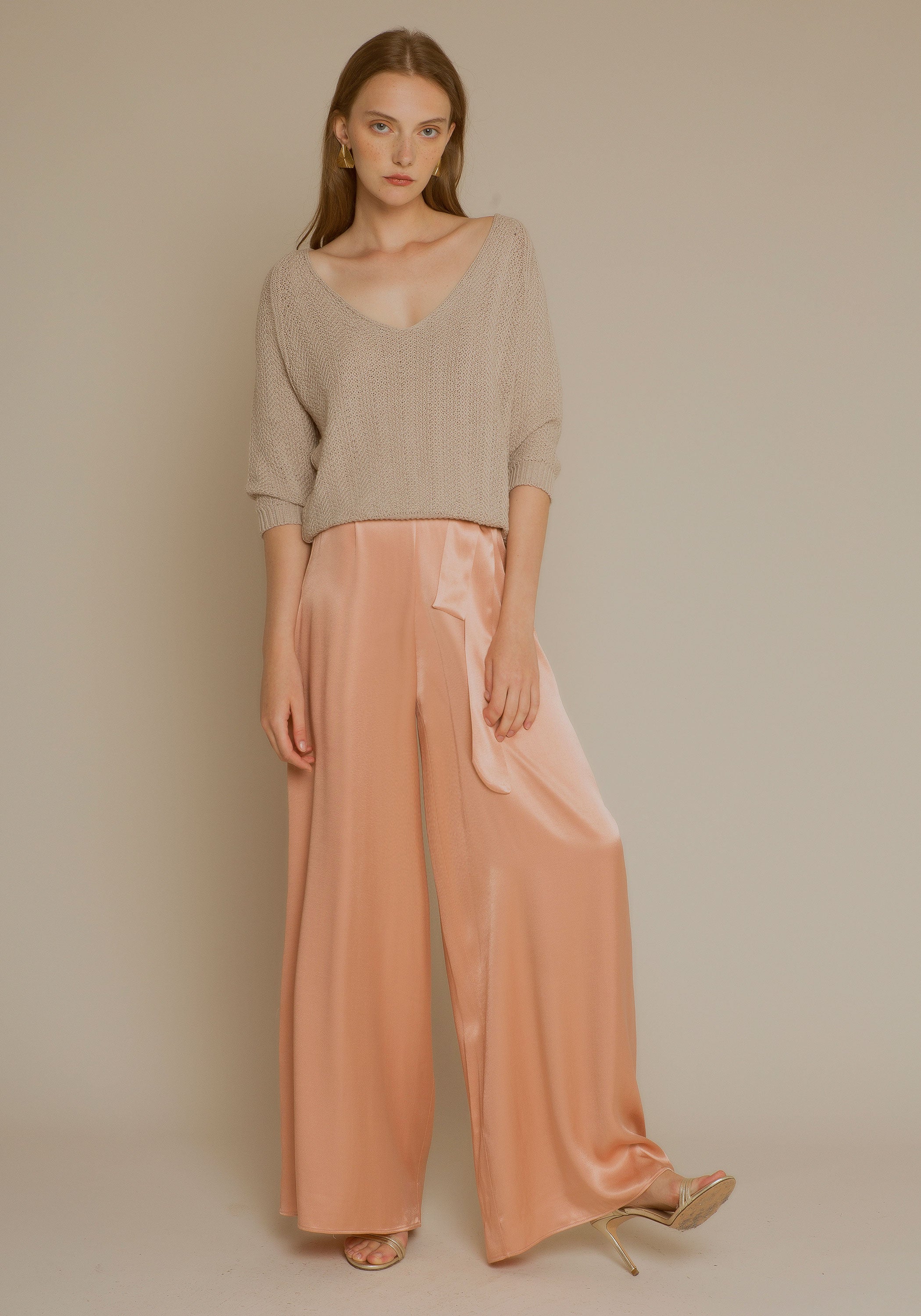 PALAZZO pink satin trousers