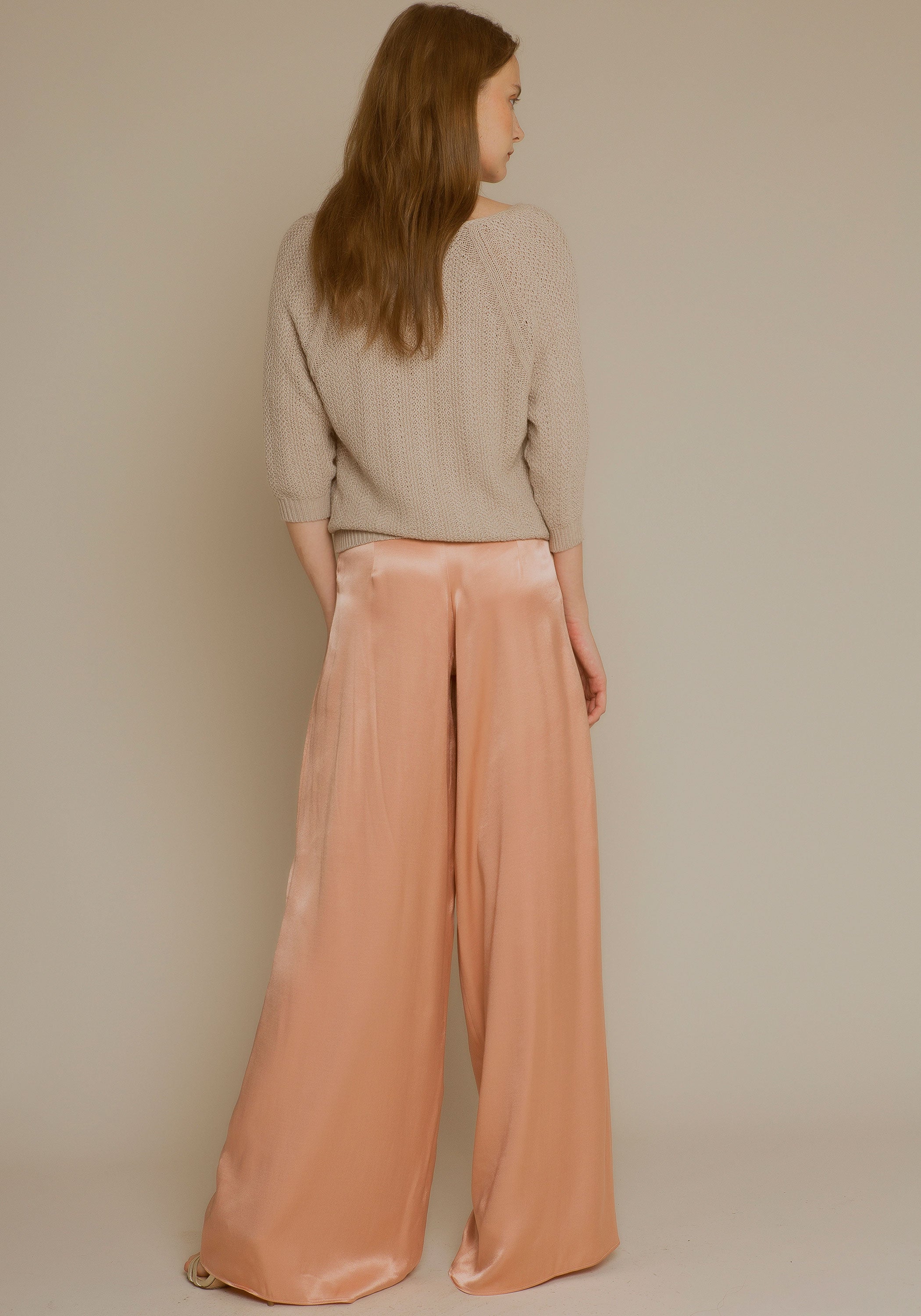 PALAZZO pink satin trousers