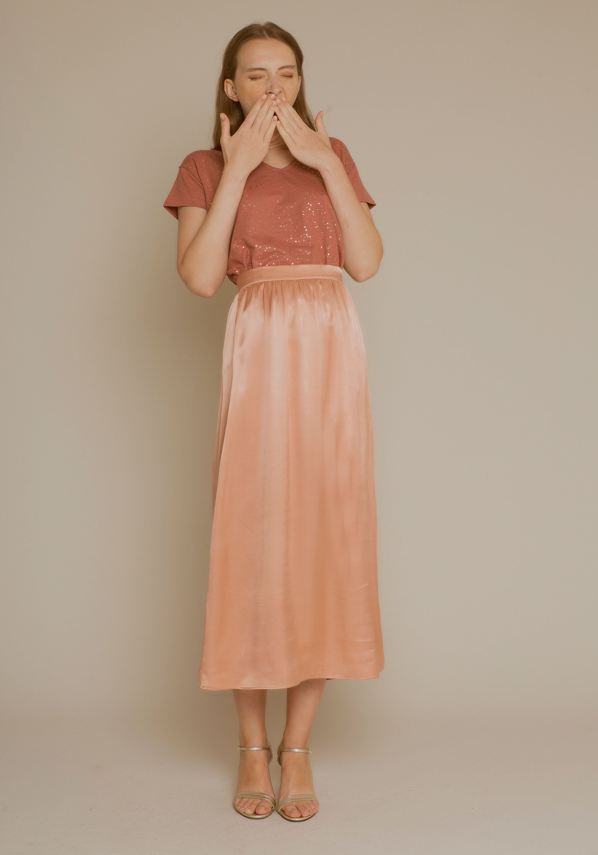 PINK satin kansas skirt