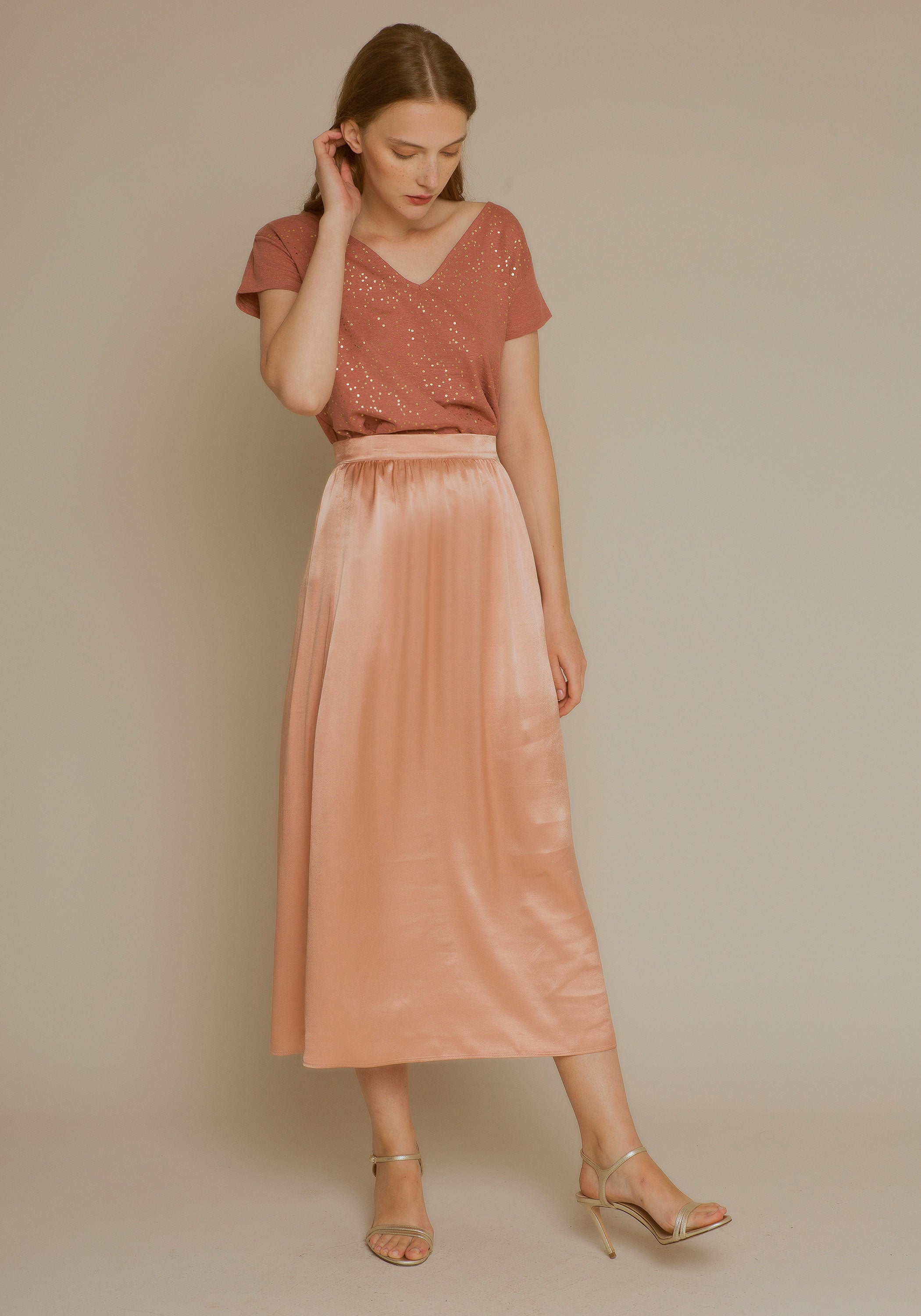 PINK satin kansas skirt