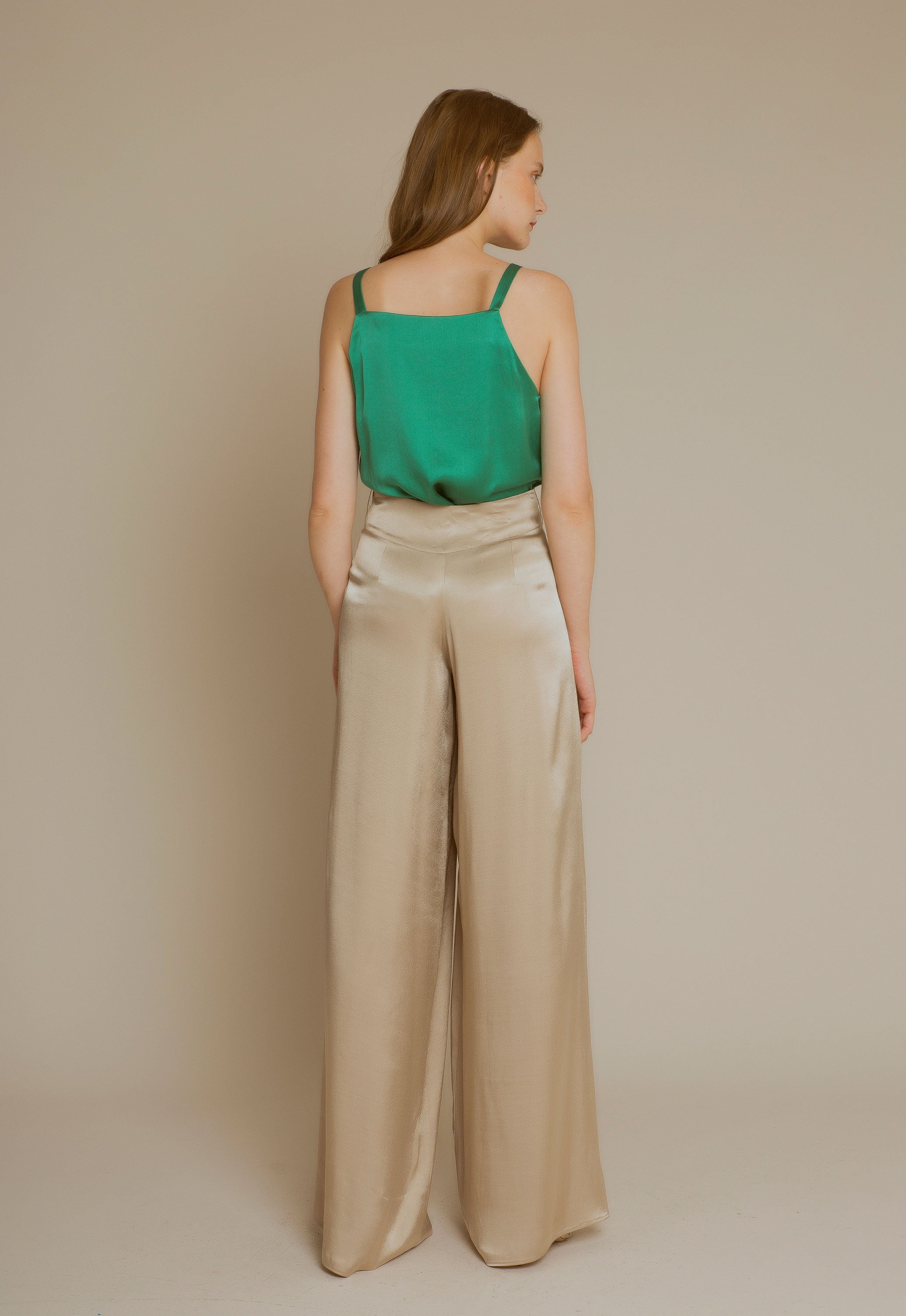 GREEN SILK TOP