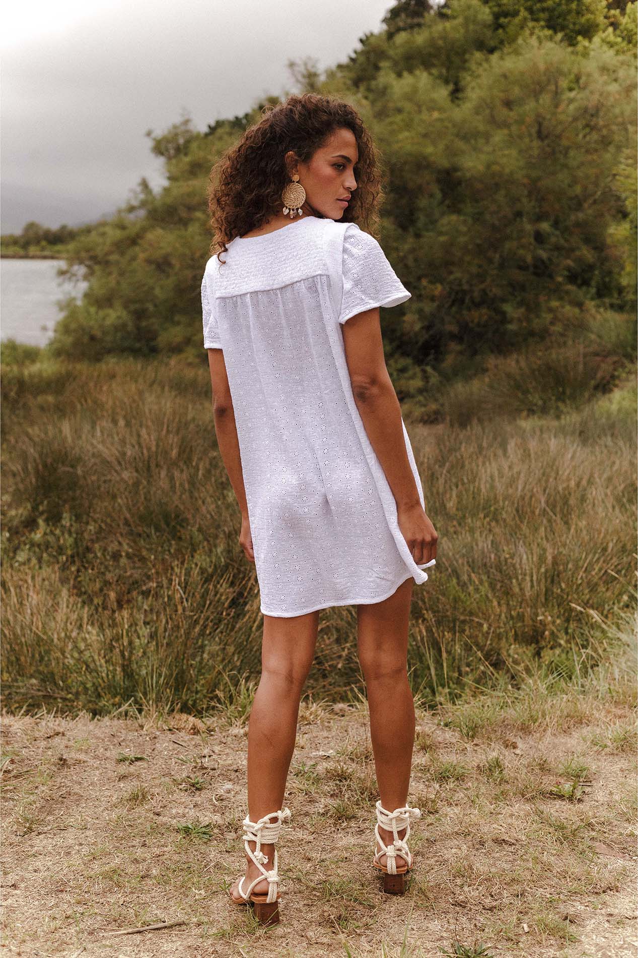 White embroidered MEDEA bambula dress