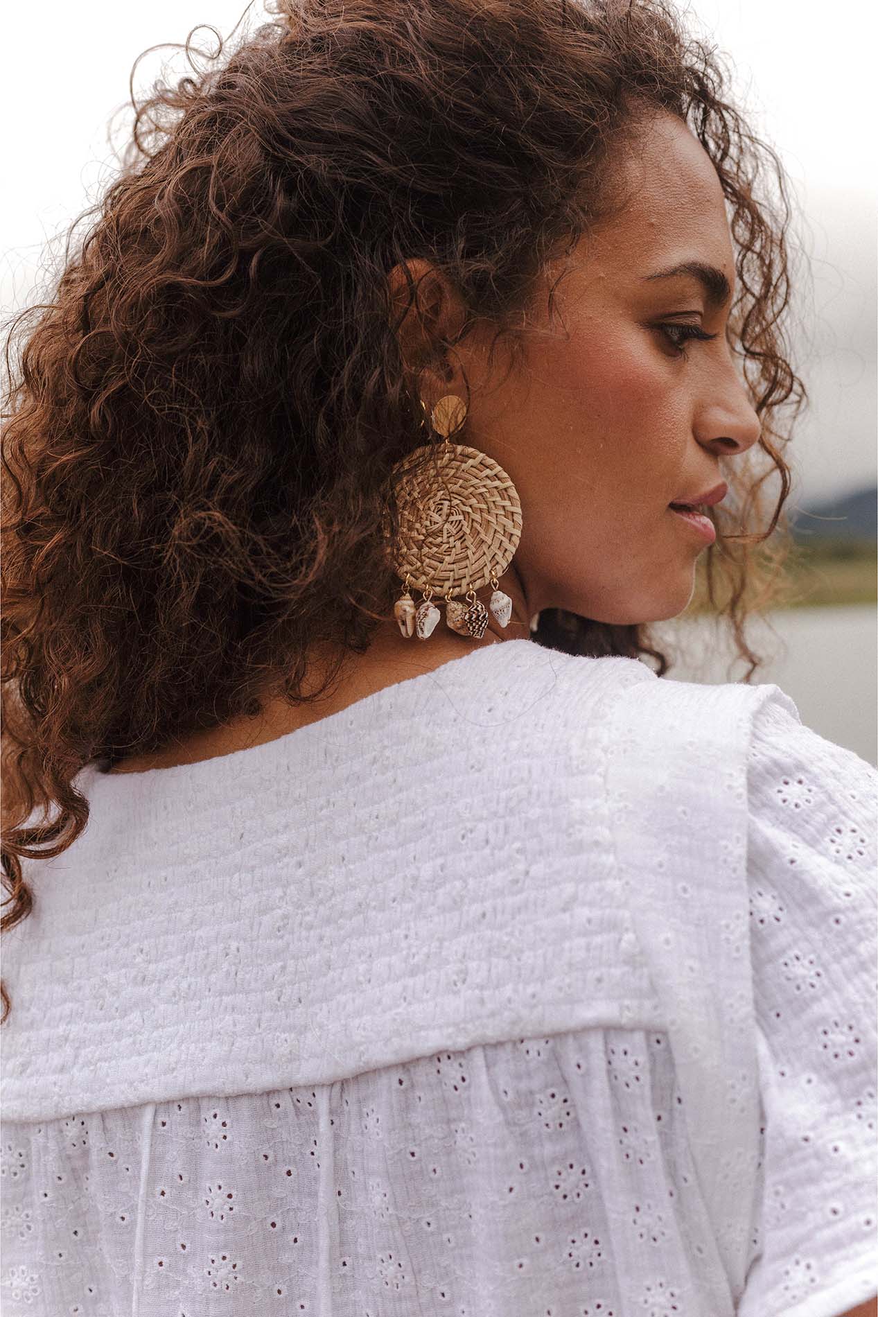 White embroidered MEDEA bambula dress