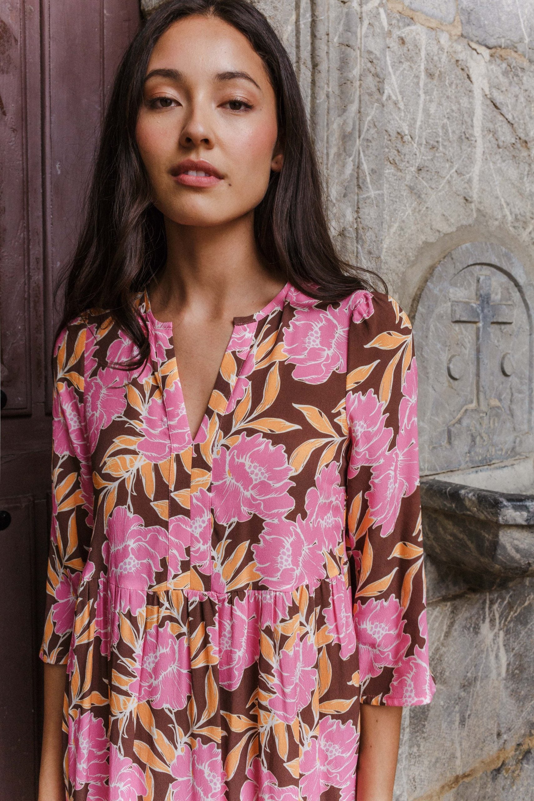 BROMELIA flower fuchsia dress
