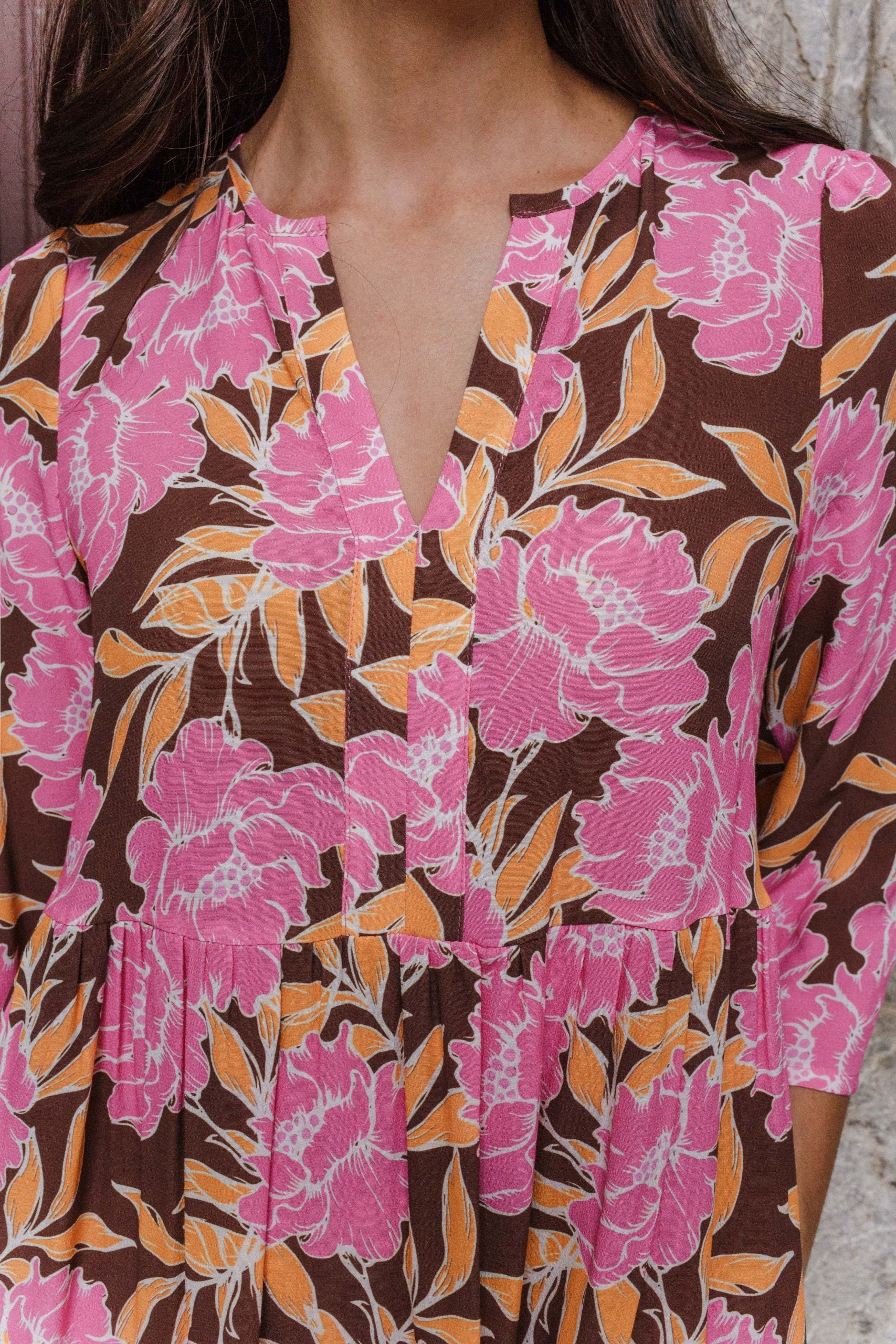 BROMELIA flower fuchsia dress