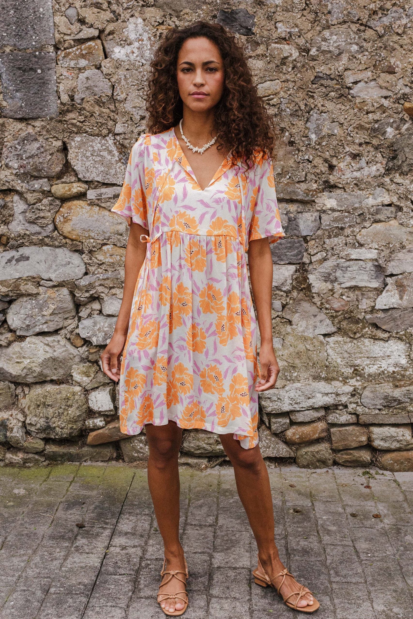 CATANIA flower tangerine dress