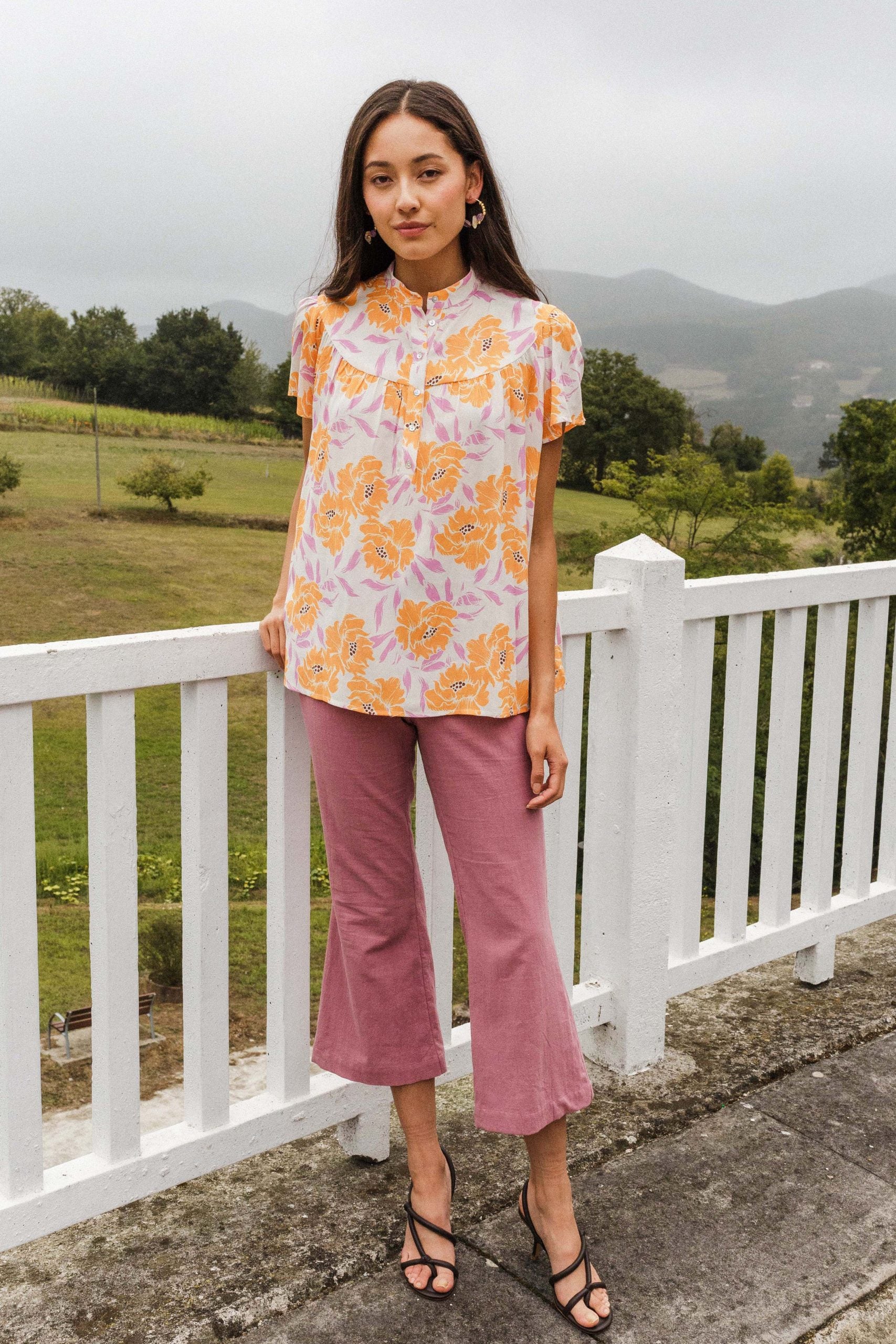 Blouse ATHENS flower tangerine