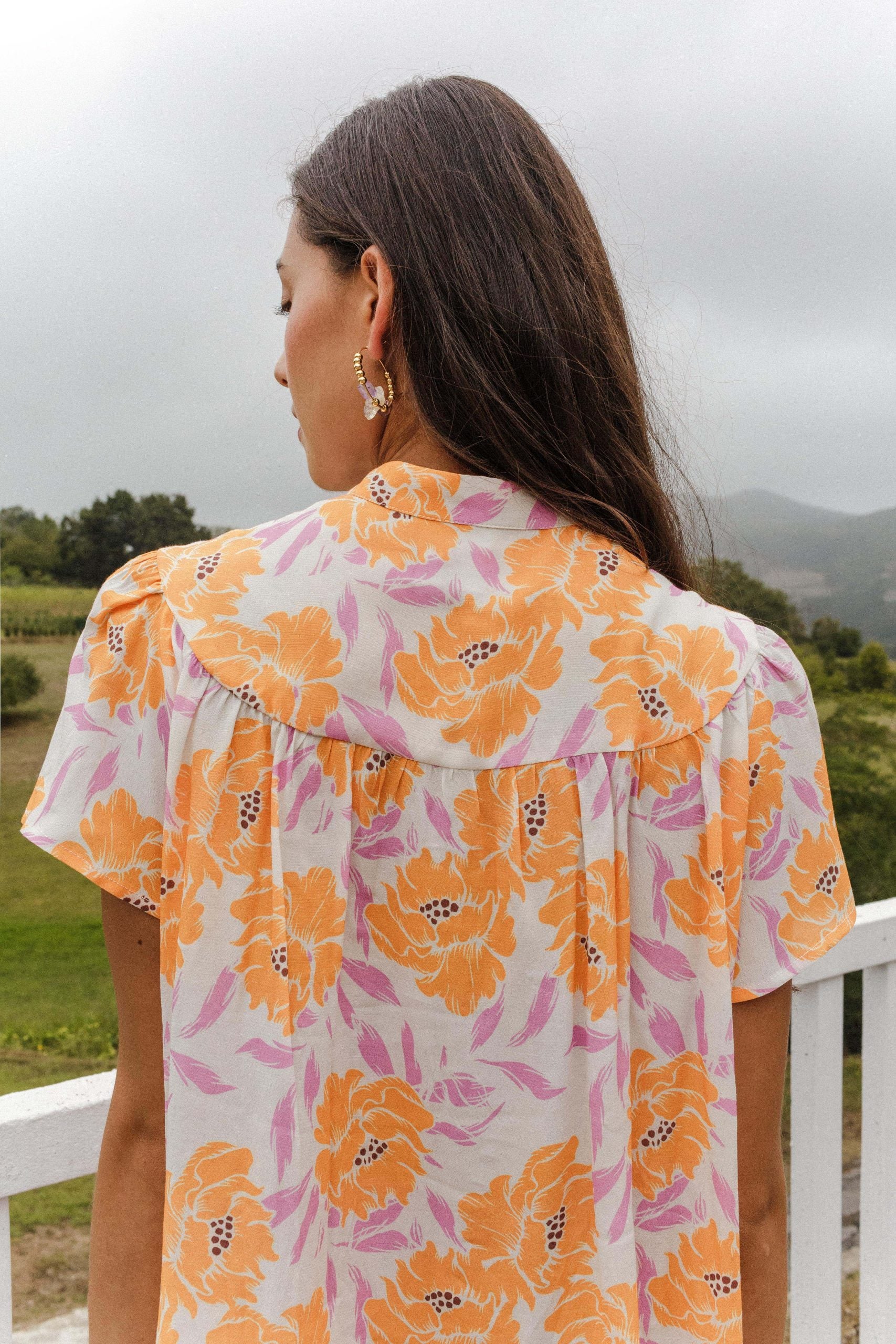 Blouse ATHENS flower tangerine
