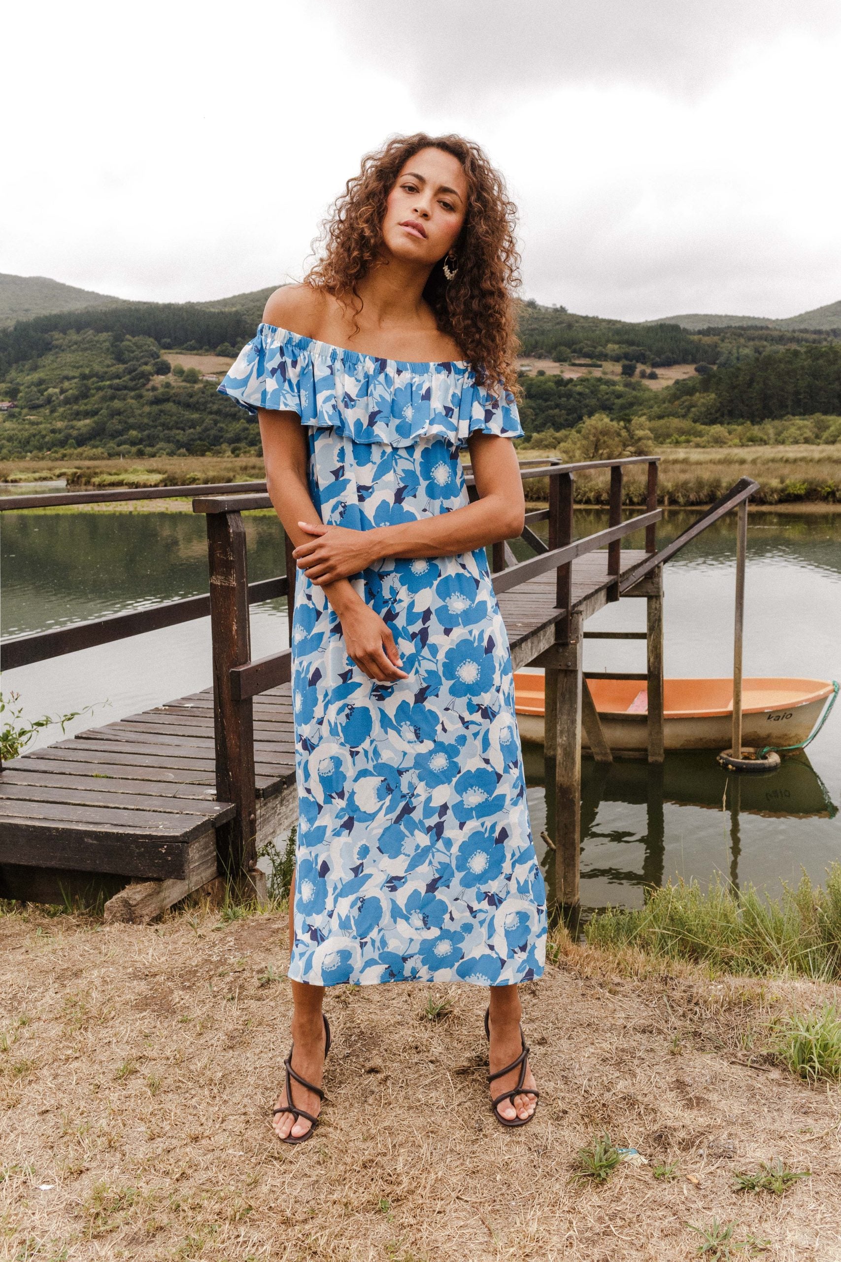 Blue ANELA flower dress