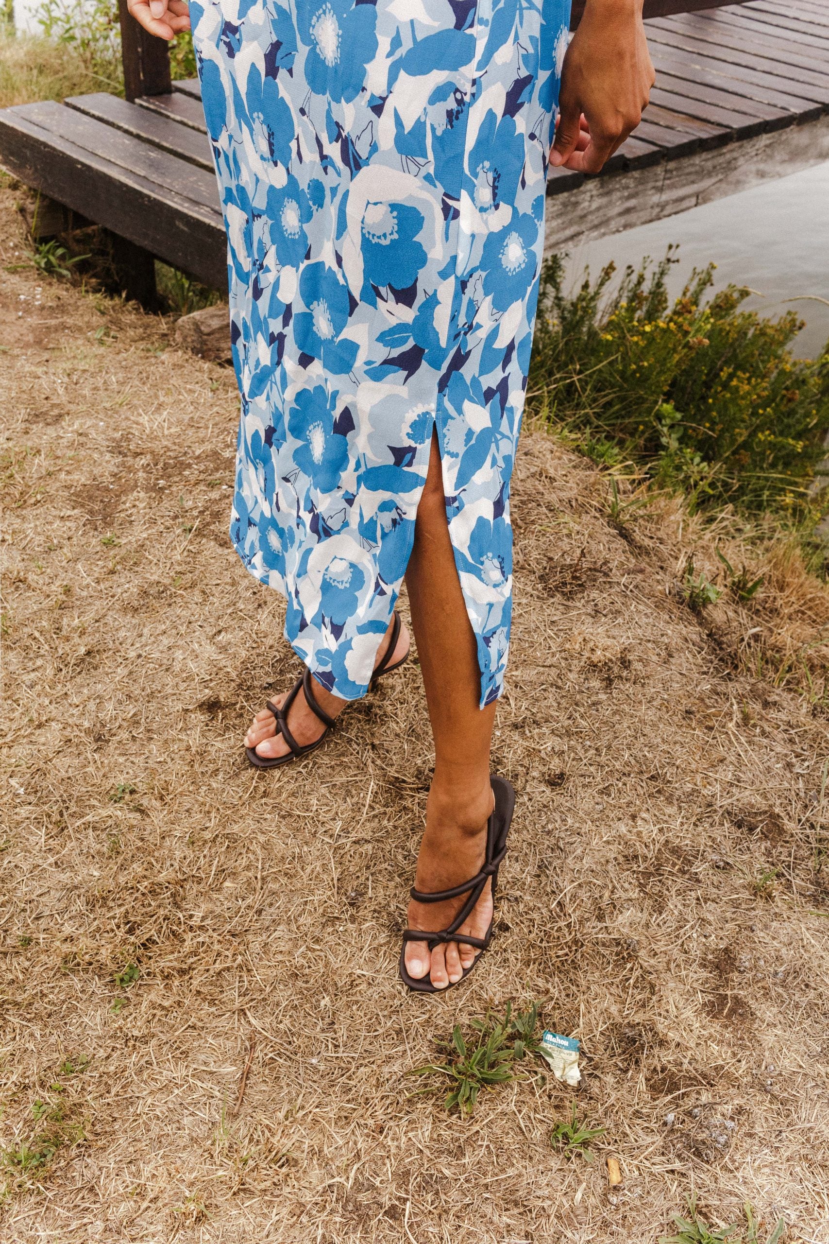 Blue ANELA flower dress
