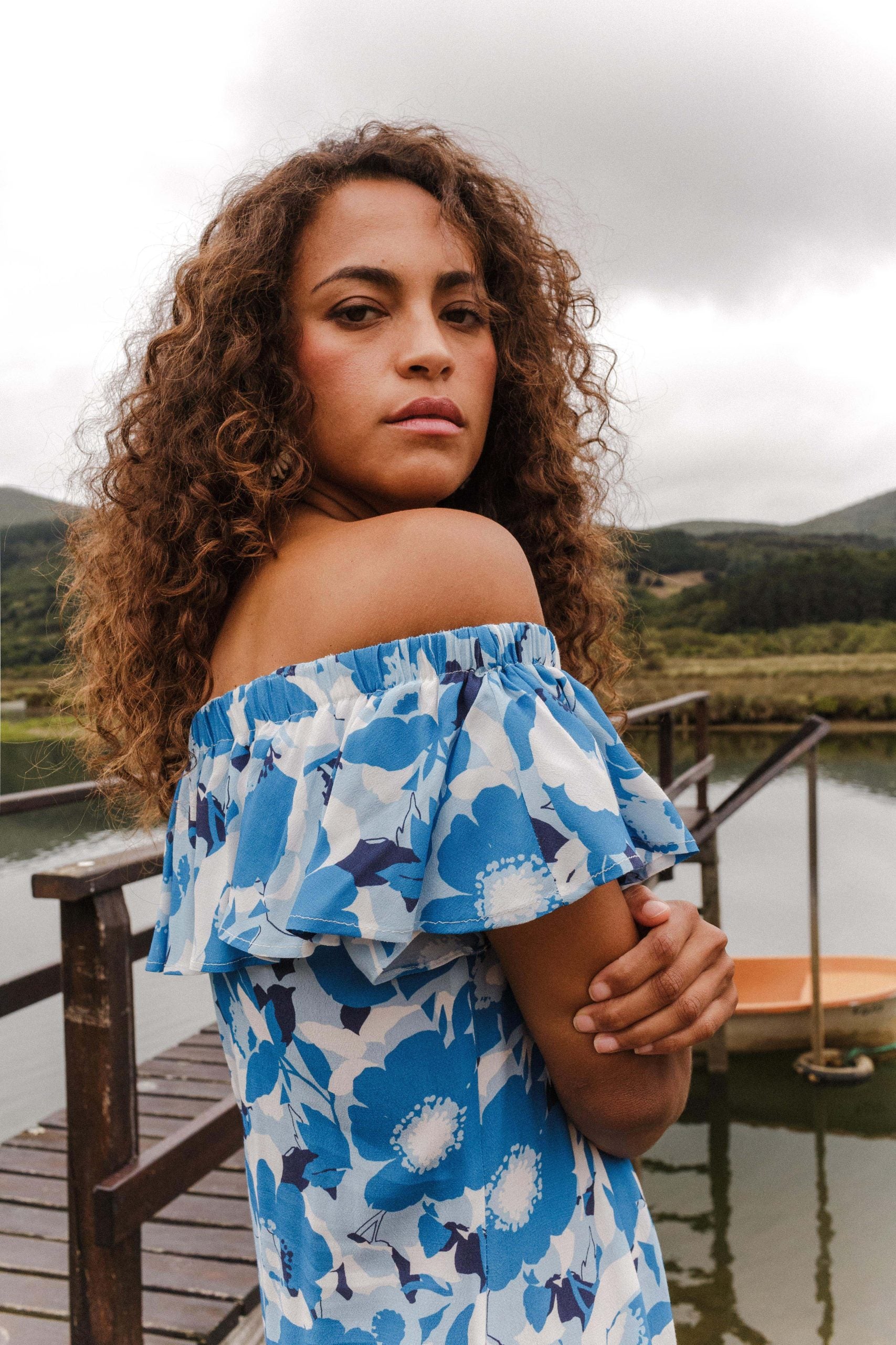 Blue ANELA flower dress