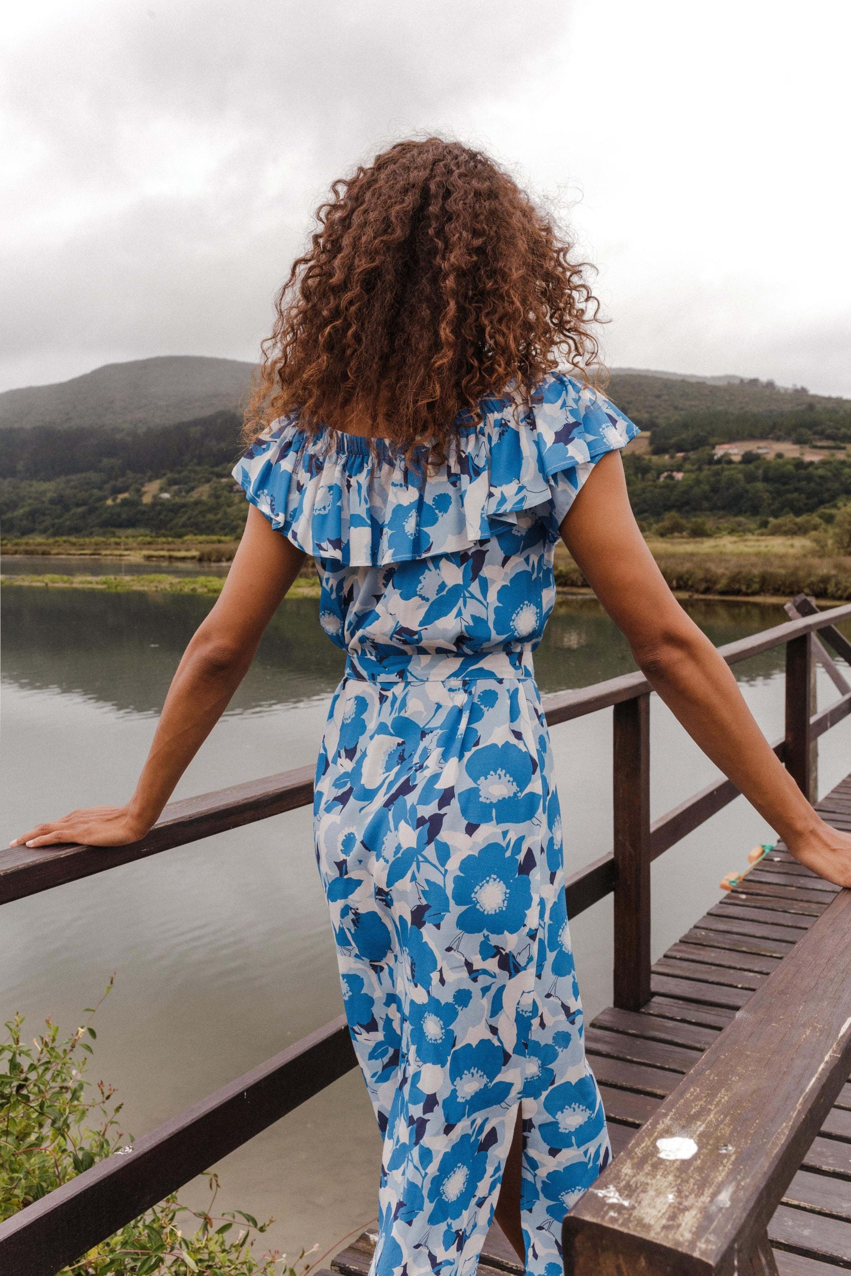 Blue ANELA flower dress