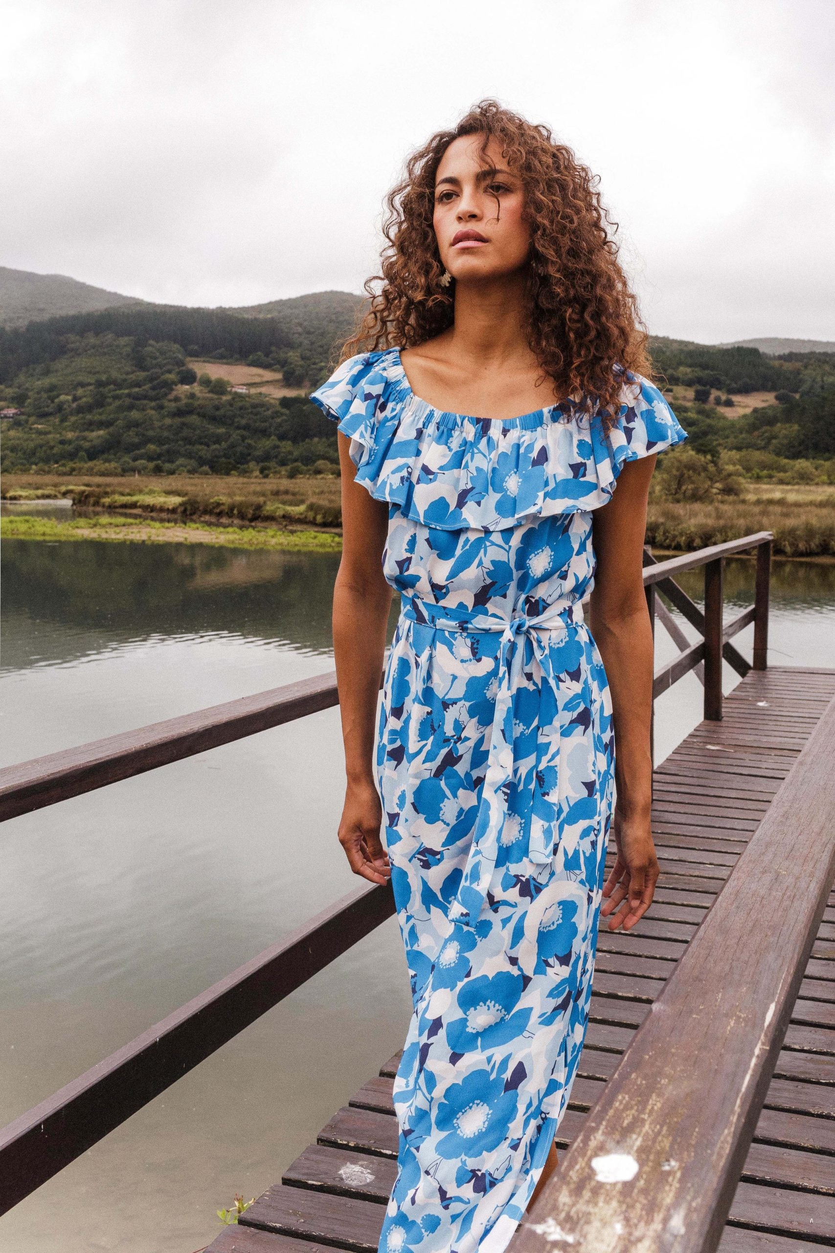 Blue ANELA flower dress