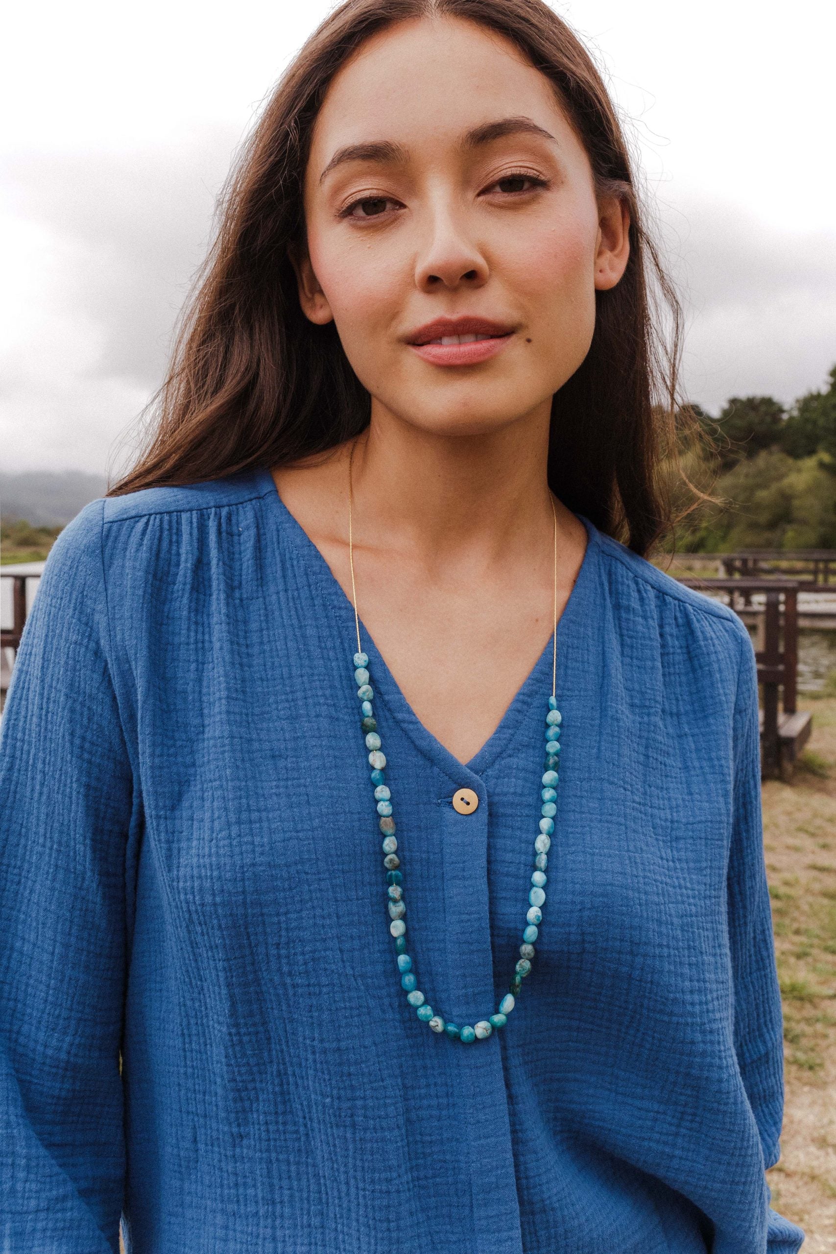 Blue Merana organic cotton blouse