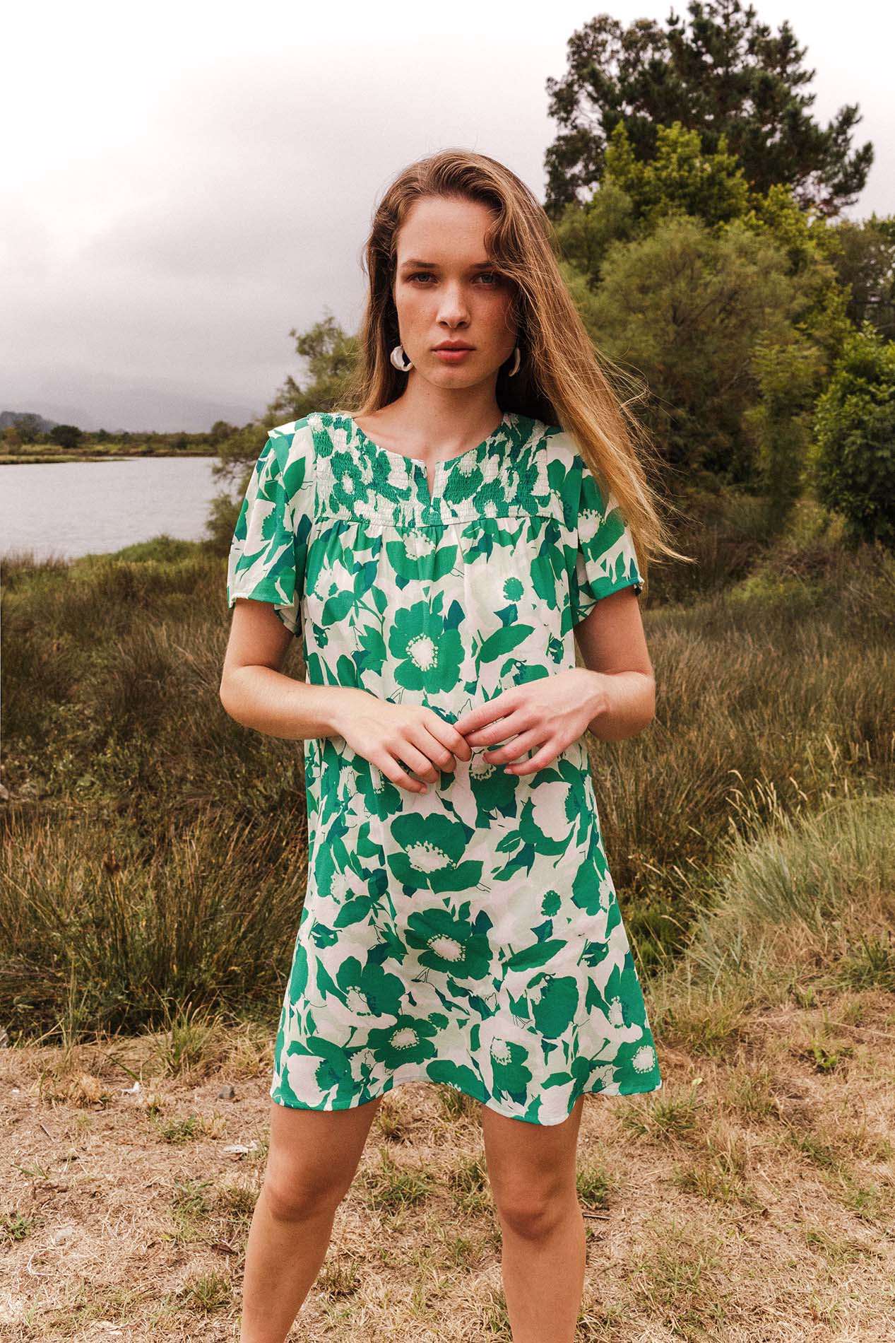 Green MEDEA flower dress