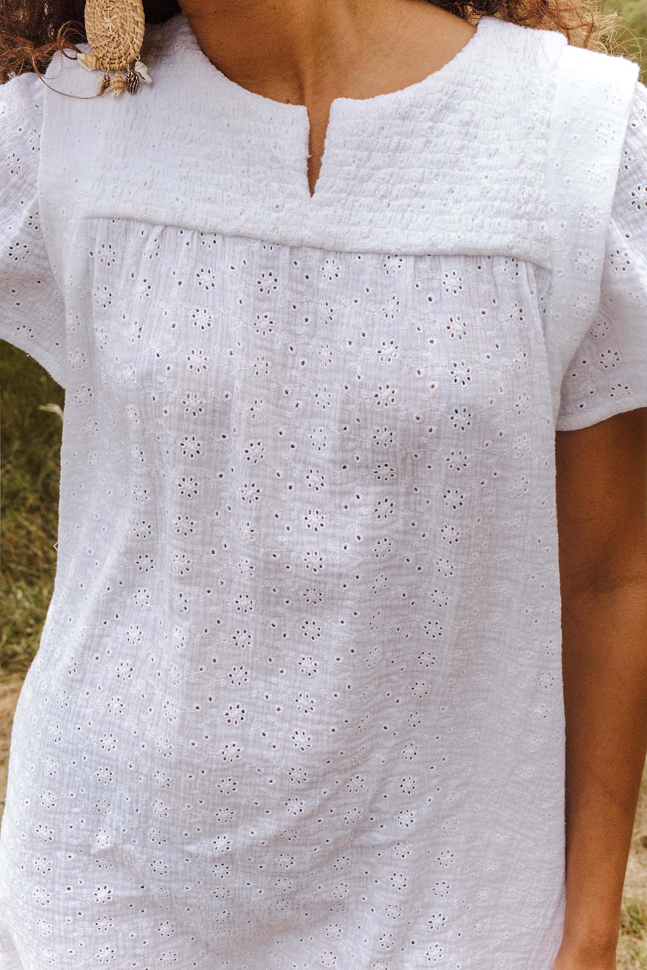 White embroidered MEDEA bambula dress