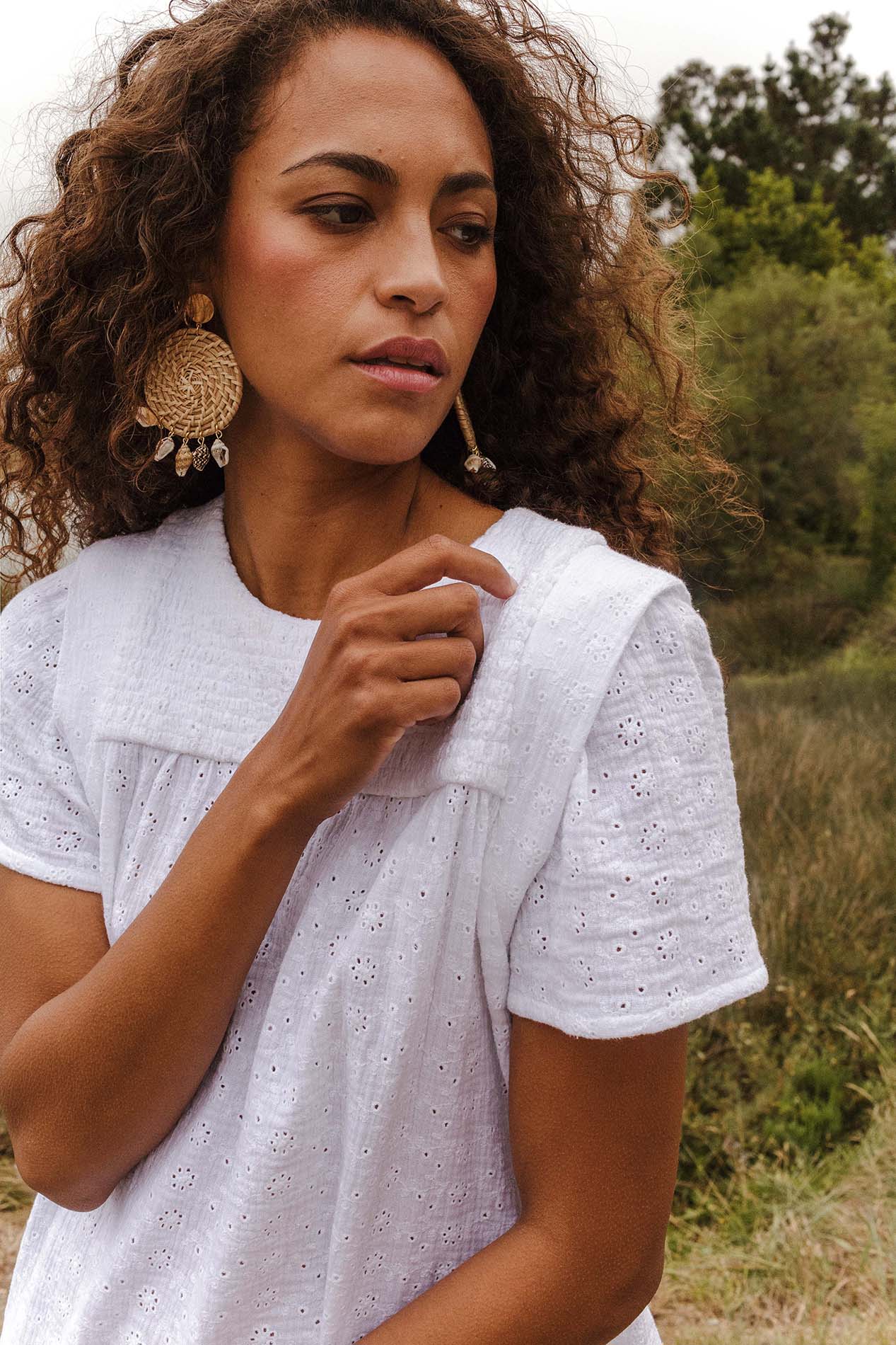 White embroidered MEDEA bambula dress