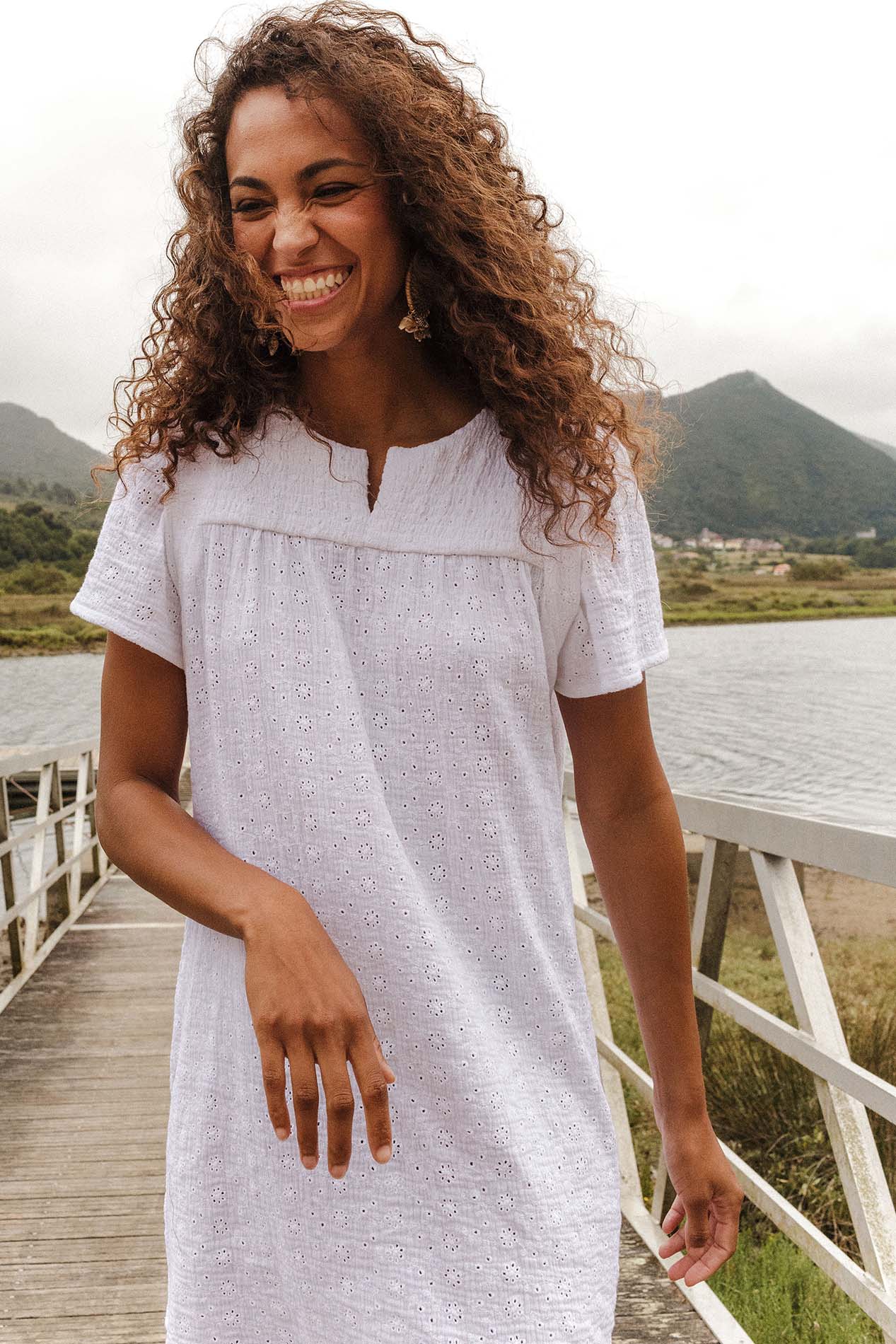 White embroidered MEDEA bambula dress