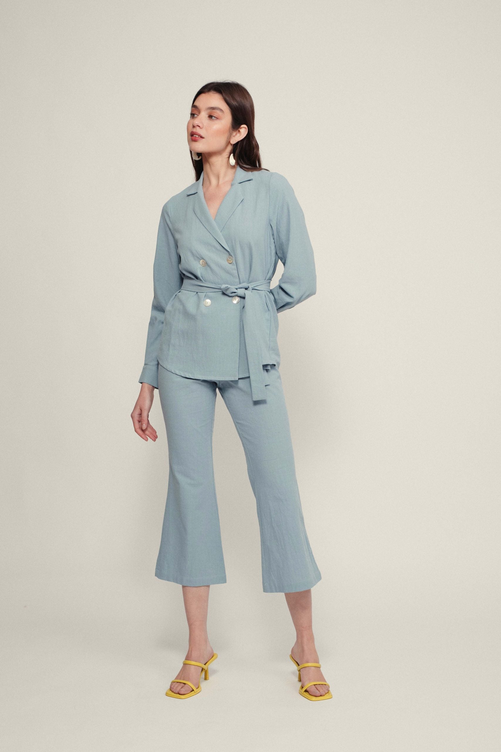 ROMA flare blue stone trousers