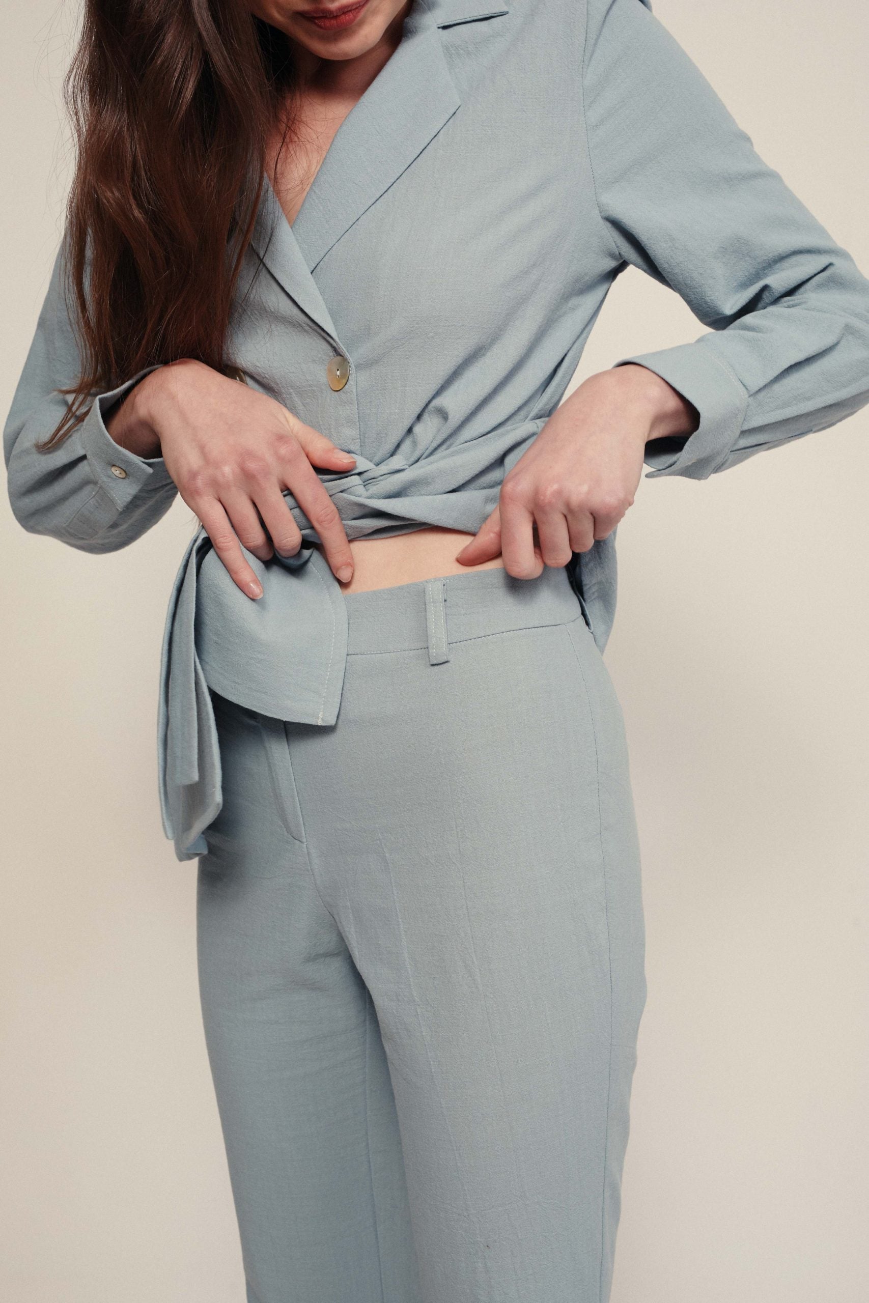 ROMA flare blue stone trousers