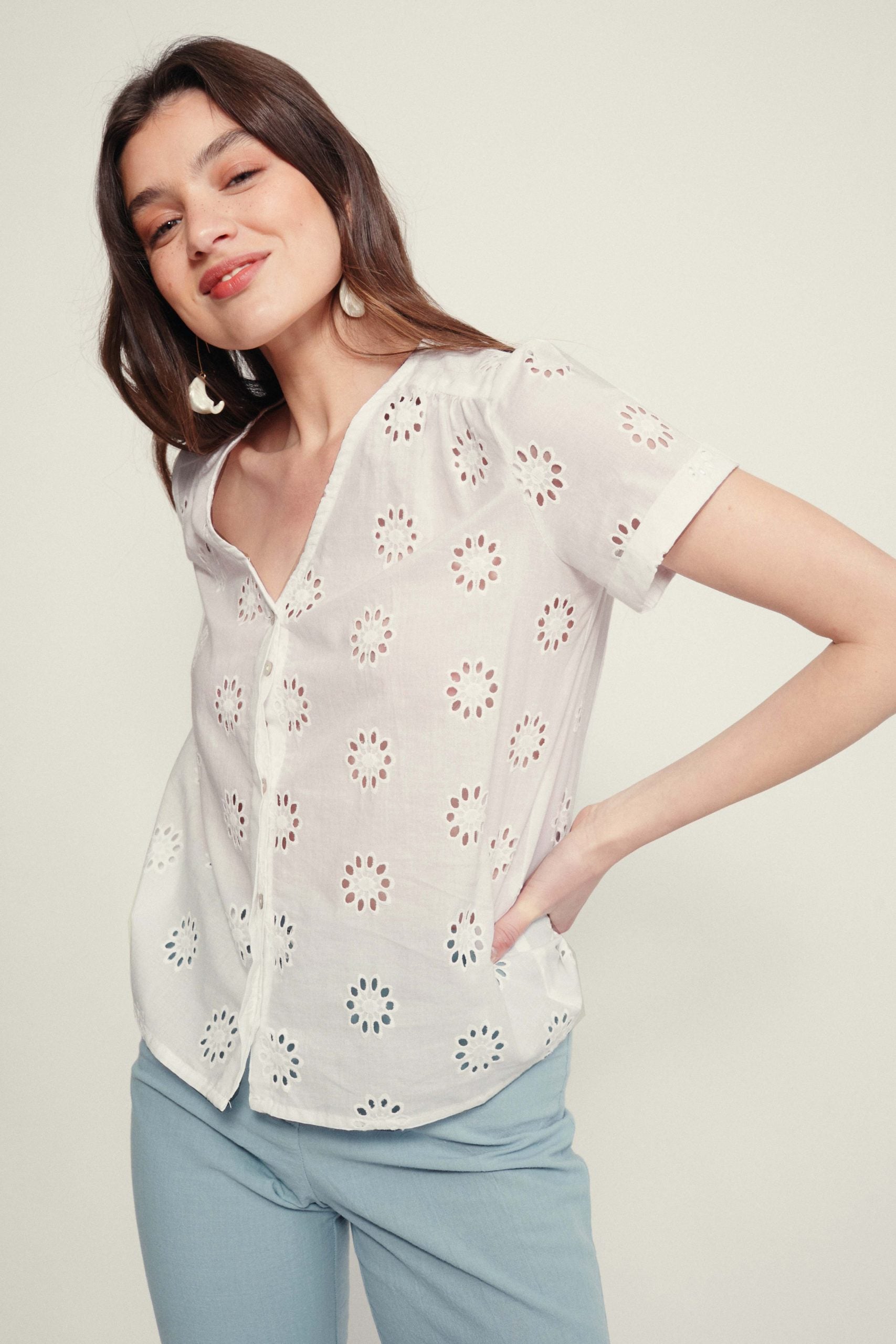 BURNI embroidered voile blouse