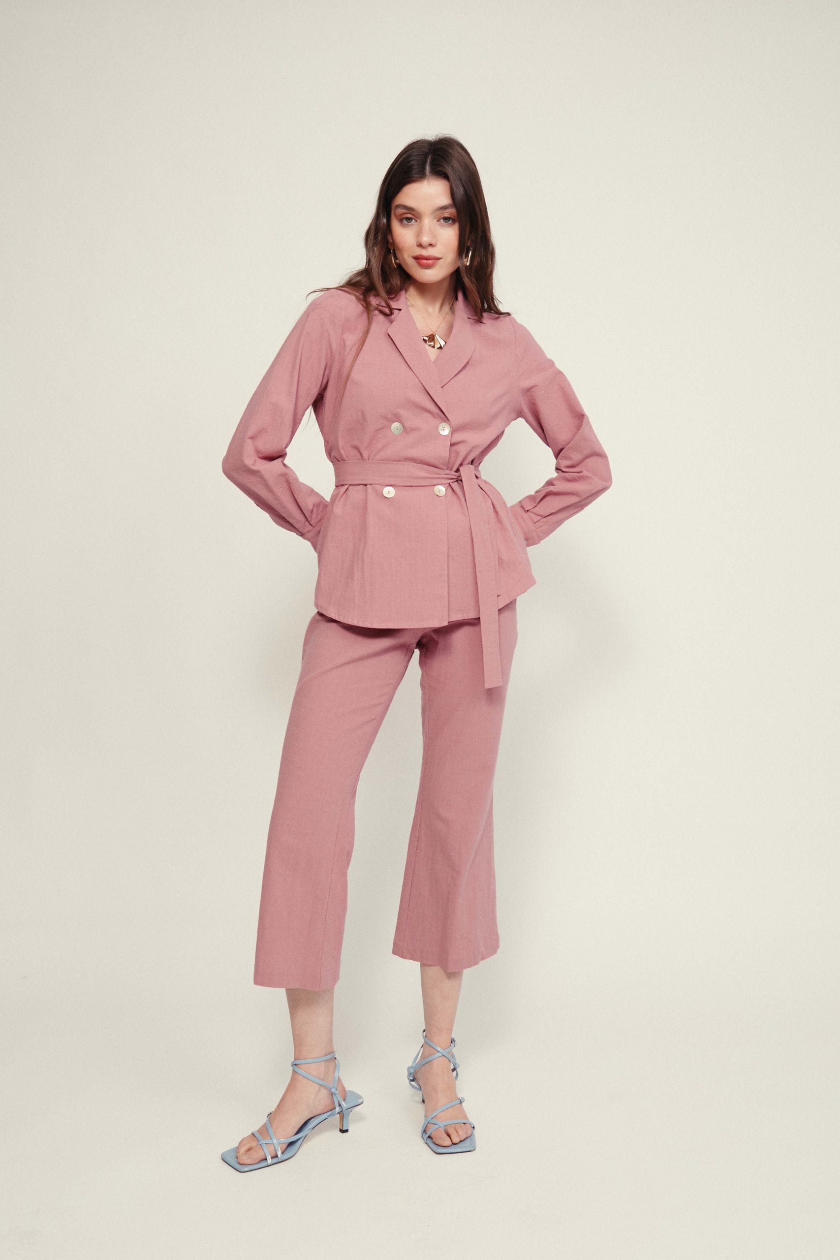ROMA flared pink stone trousers