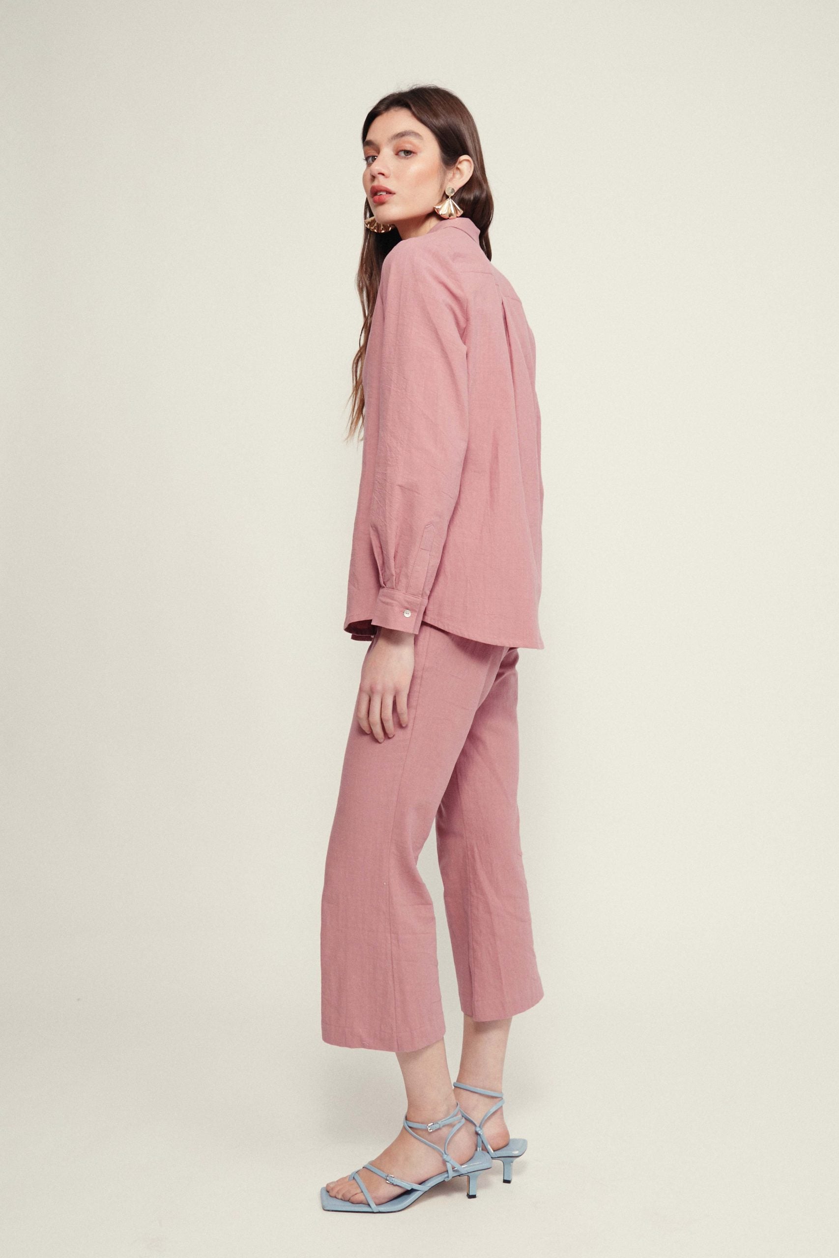 ROMA flared pink stone trousers