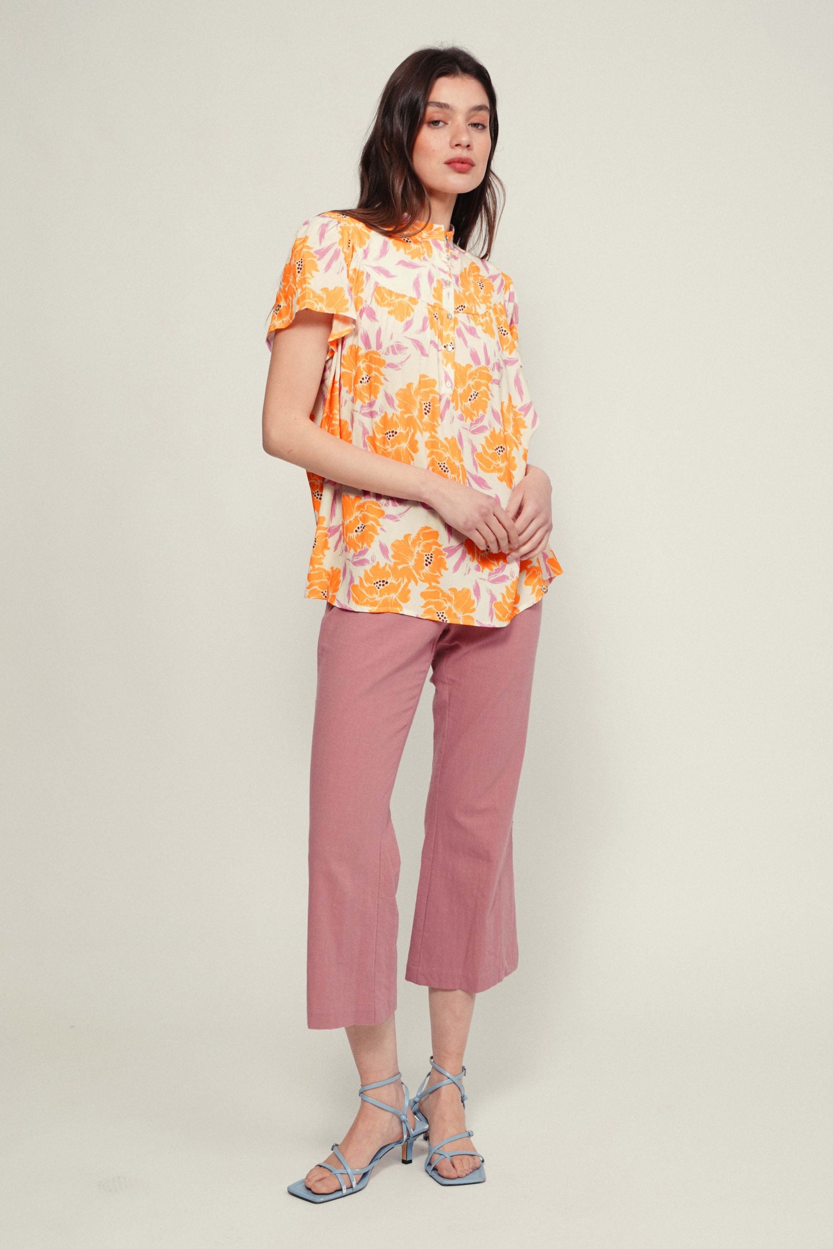 Blouse ATHENS flower tangerine