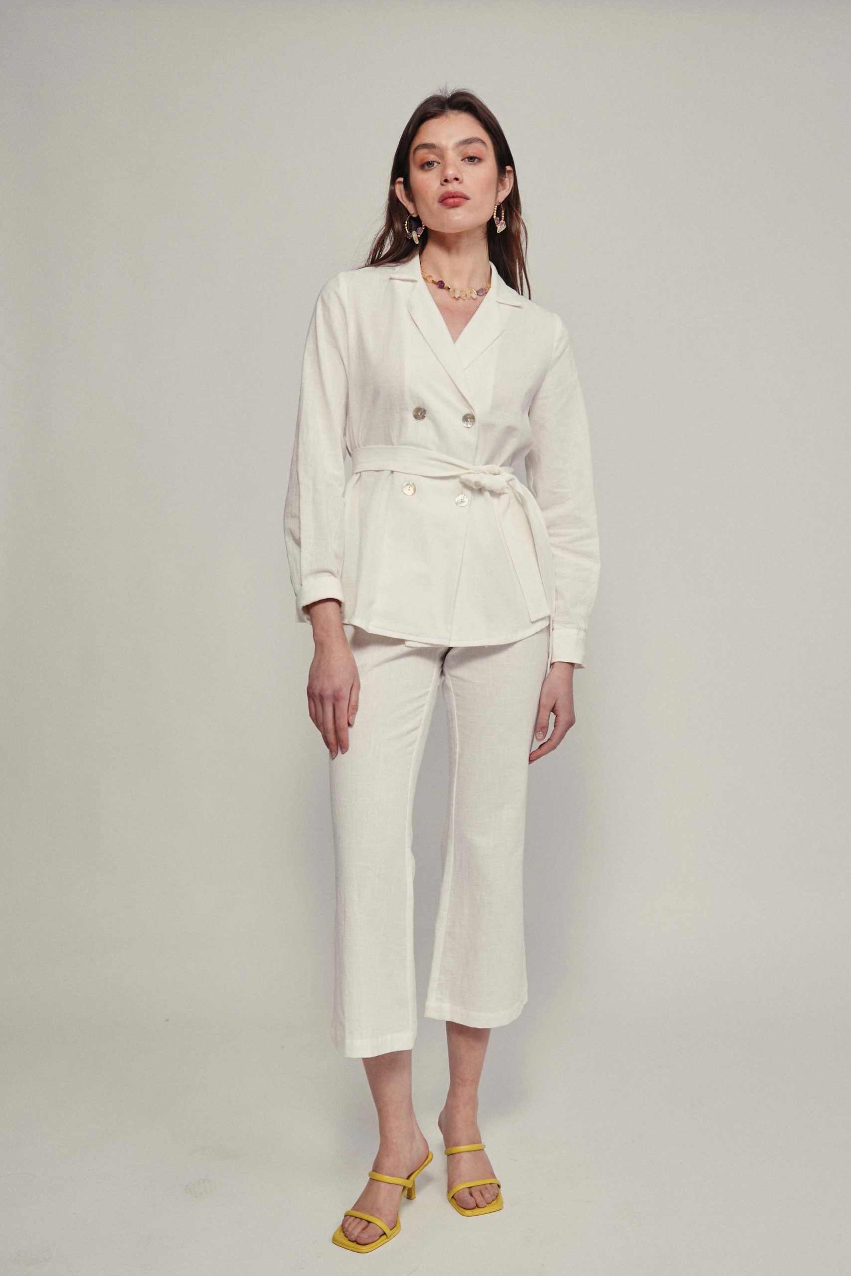 ROMA white flared trousers