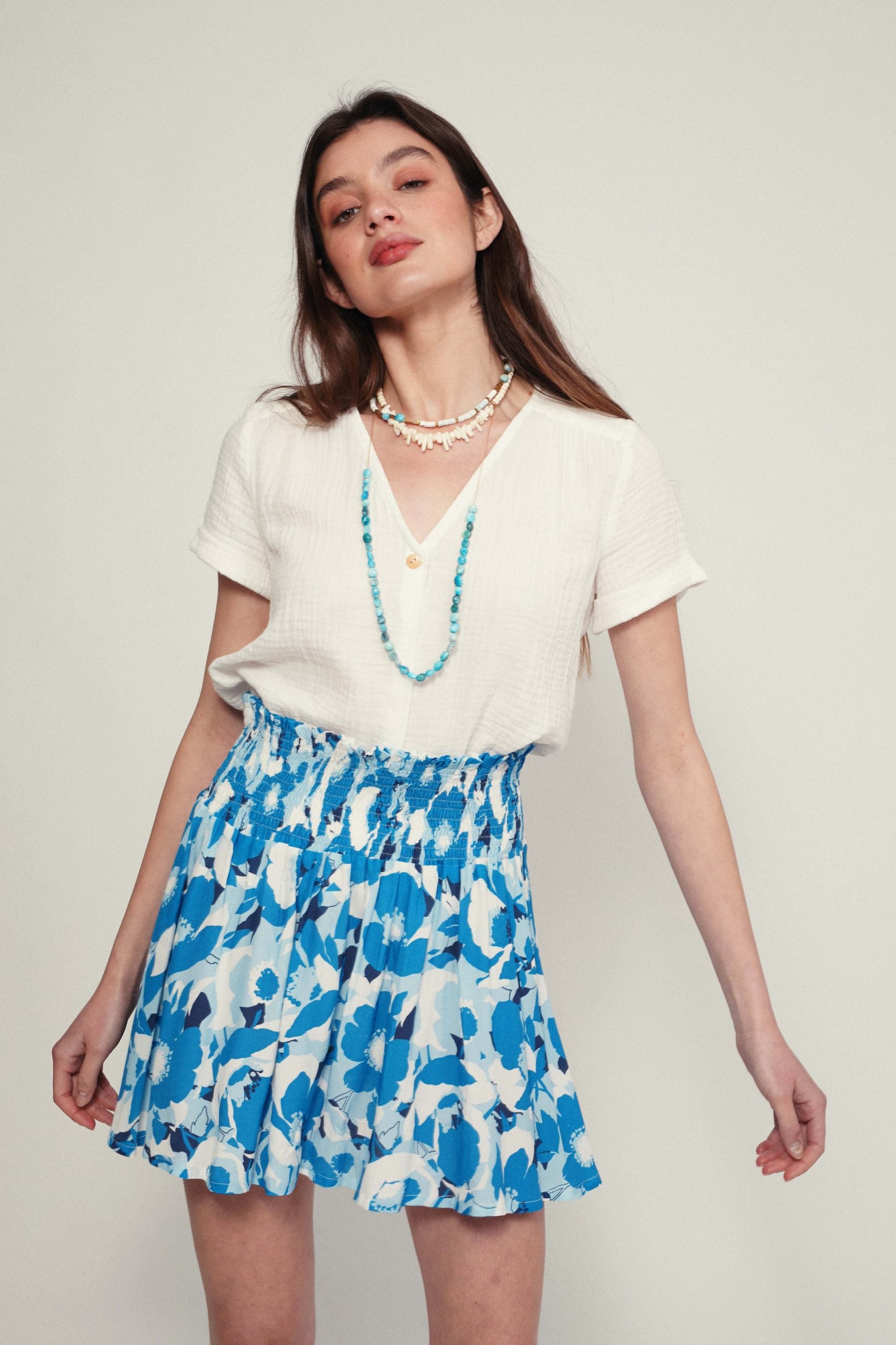 Blue TURIN flower skirt