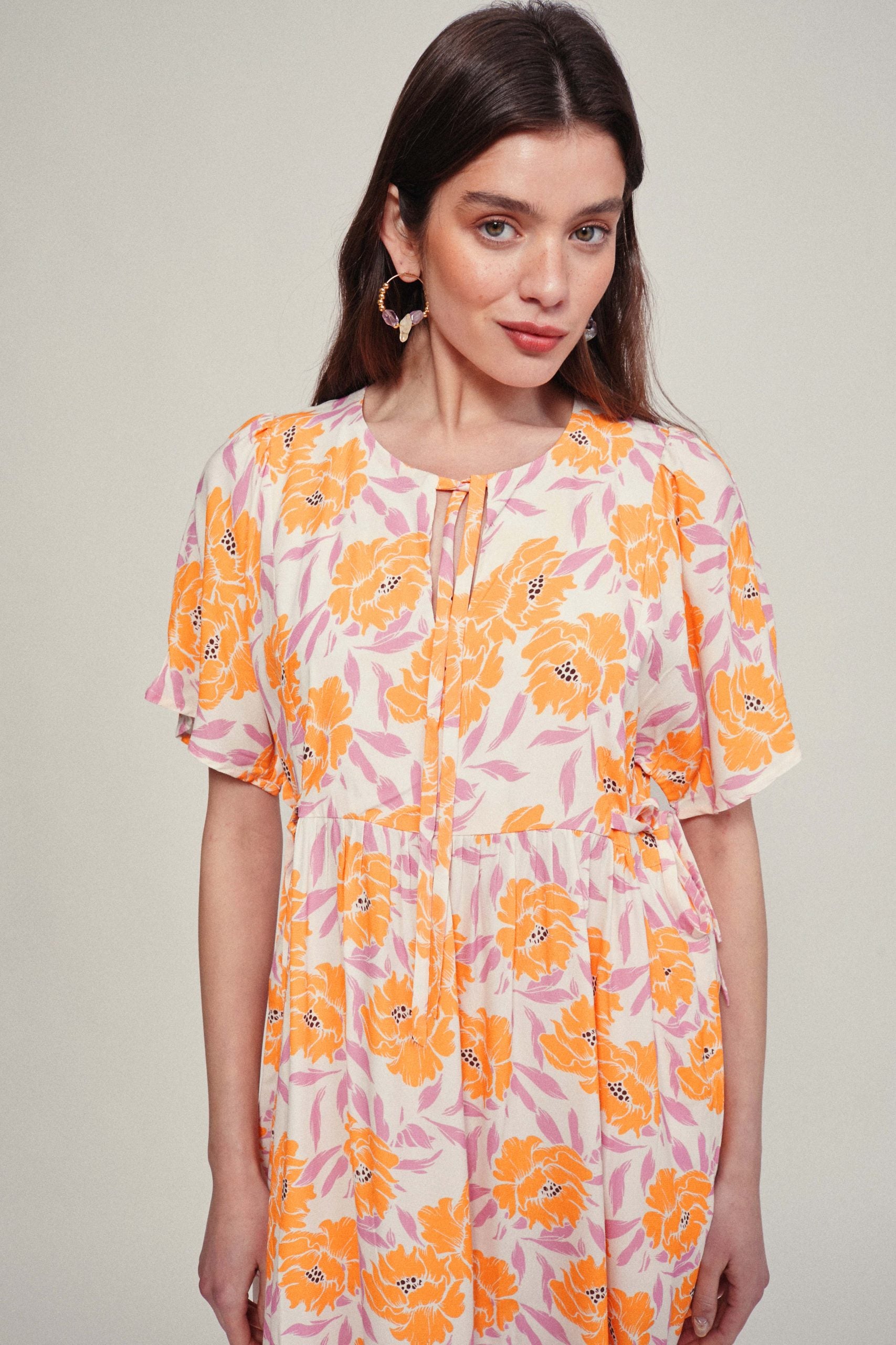 CATANIA flower tangerine dress