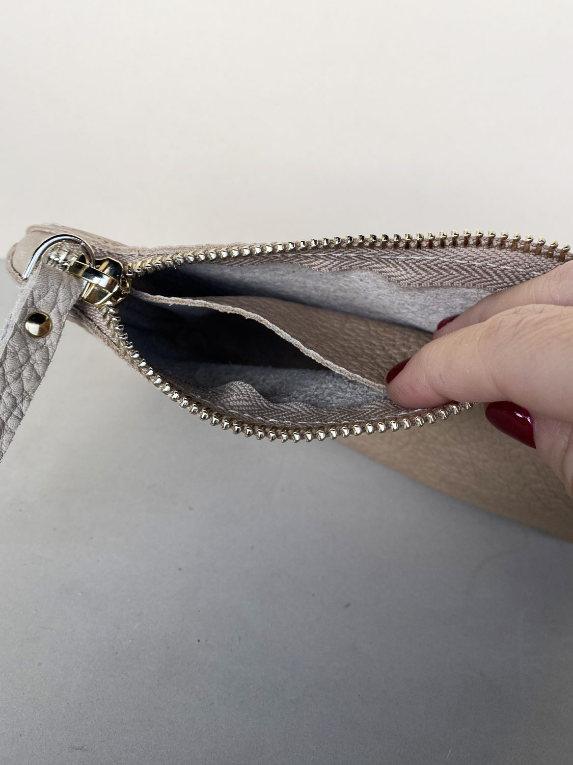 Cartera piel camel
